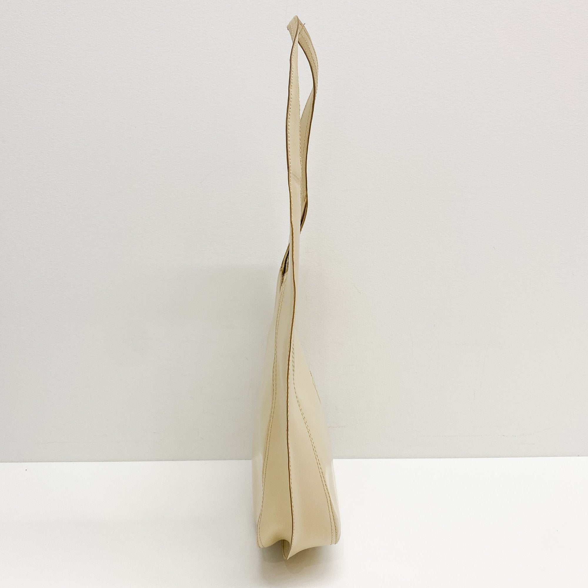 Beige Leather Shoulder Bag