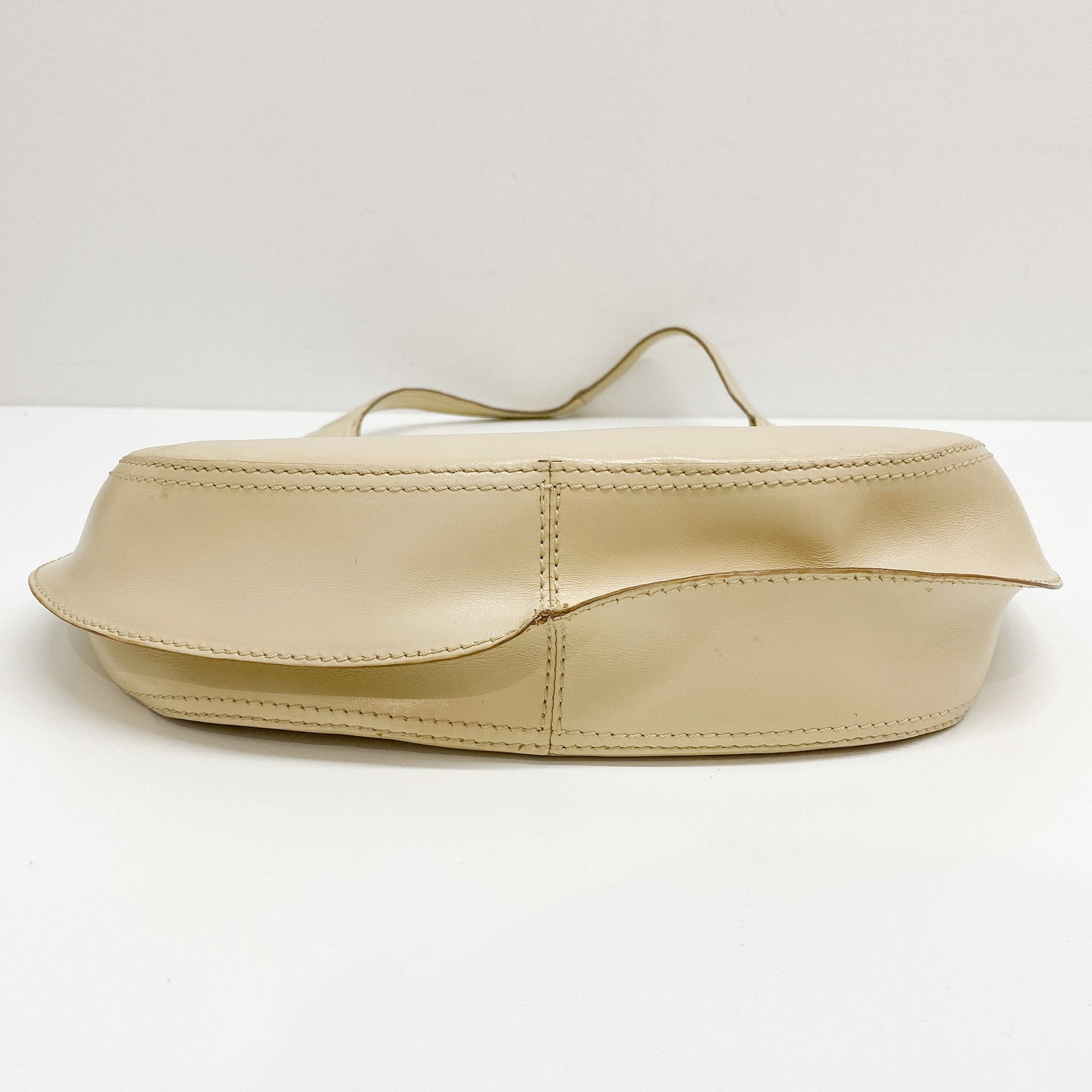 Beige Leather Shoulder Bag