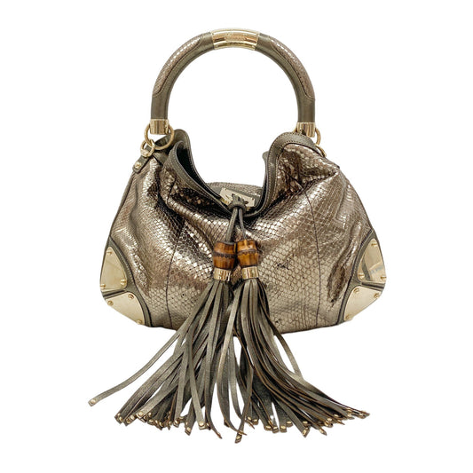 Indy Metallic Python Embossed Leather Hobo Bag