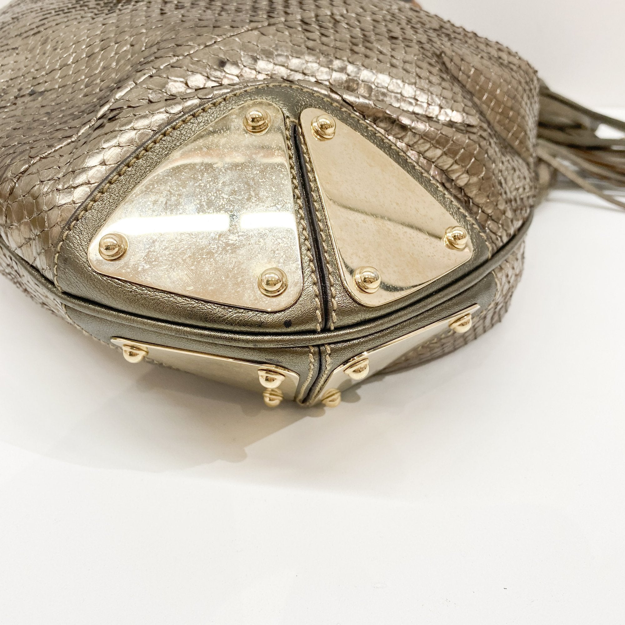 Indy Metallic Python Embossed Leather Hobo Bag
