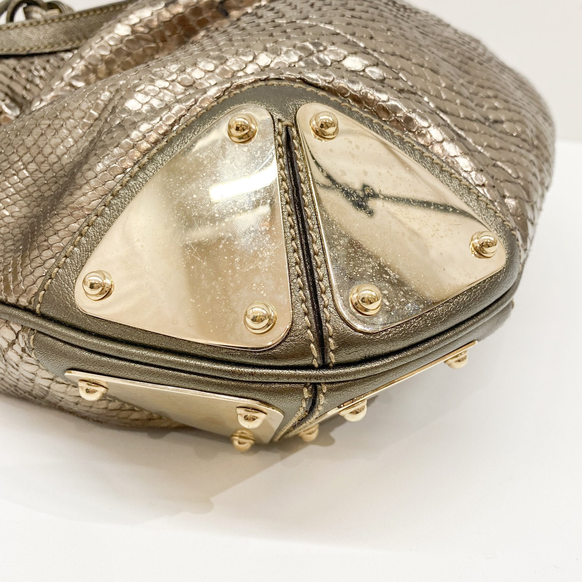 Indy Metallic Python Embossed Leather Hobo Bag