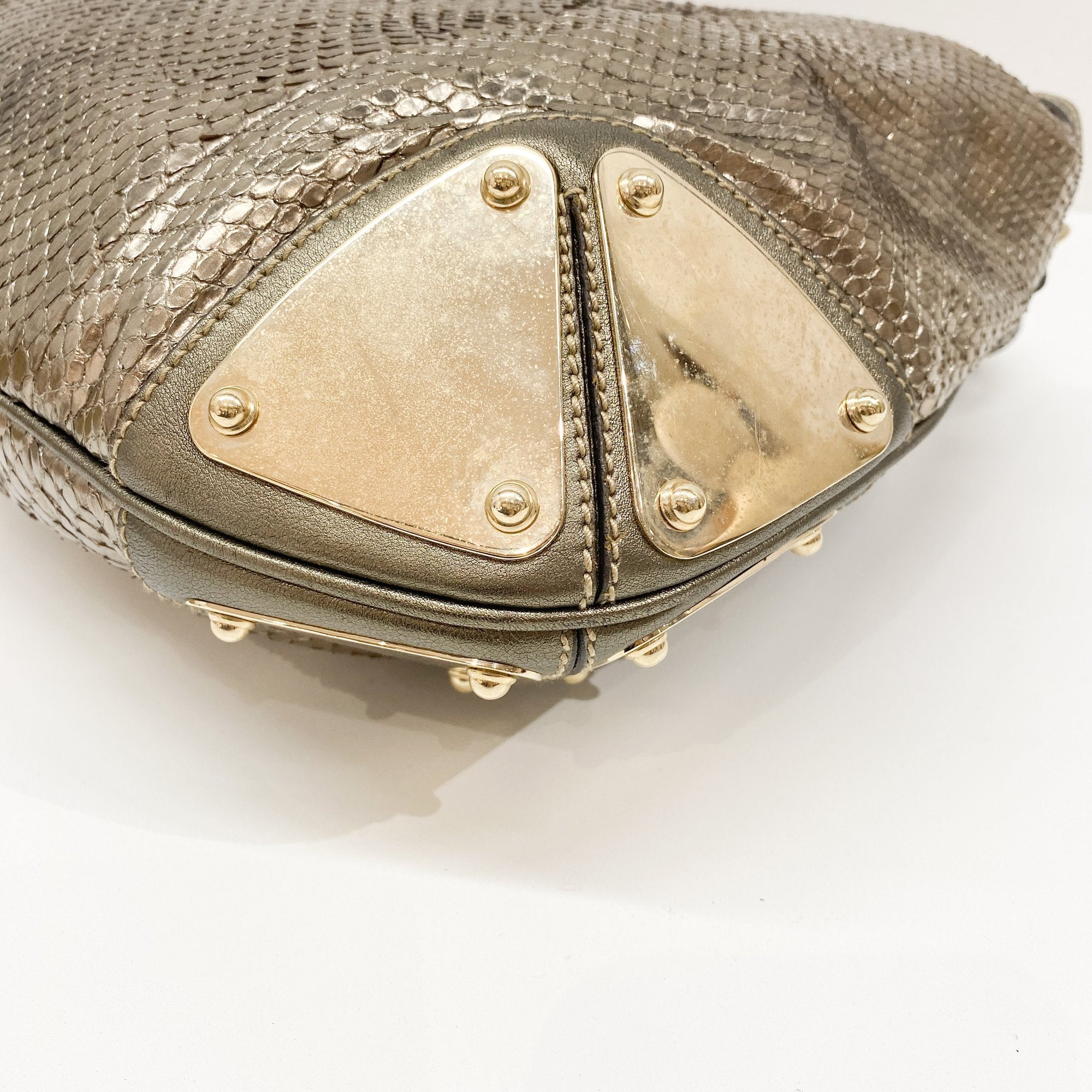 Indy Metallic Python Embossed Leather Hobo Bag