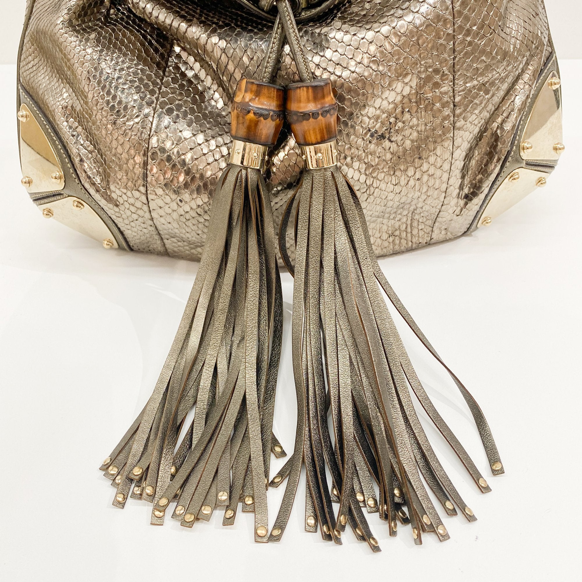 Indy Metallic Python Embossed Leather Hobo Bag
