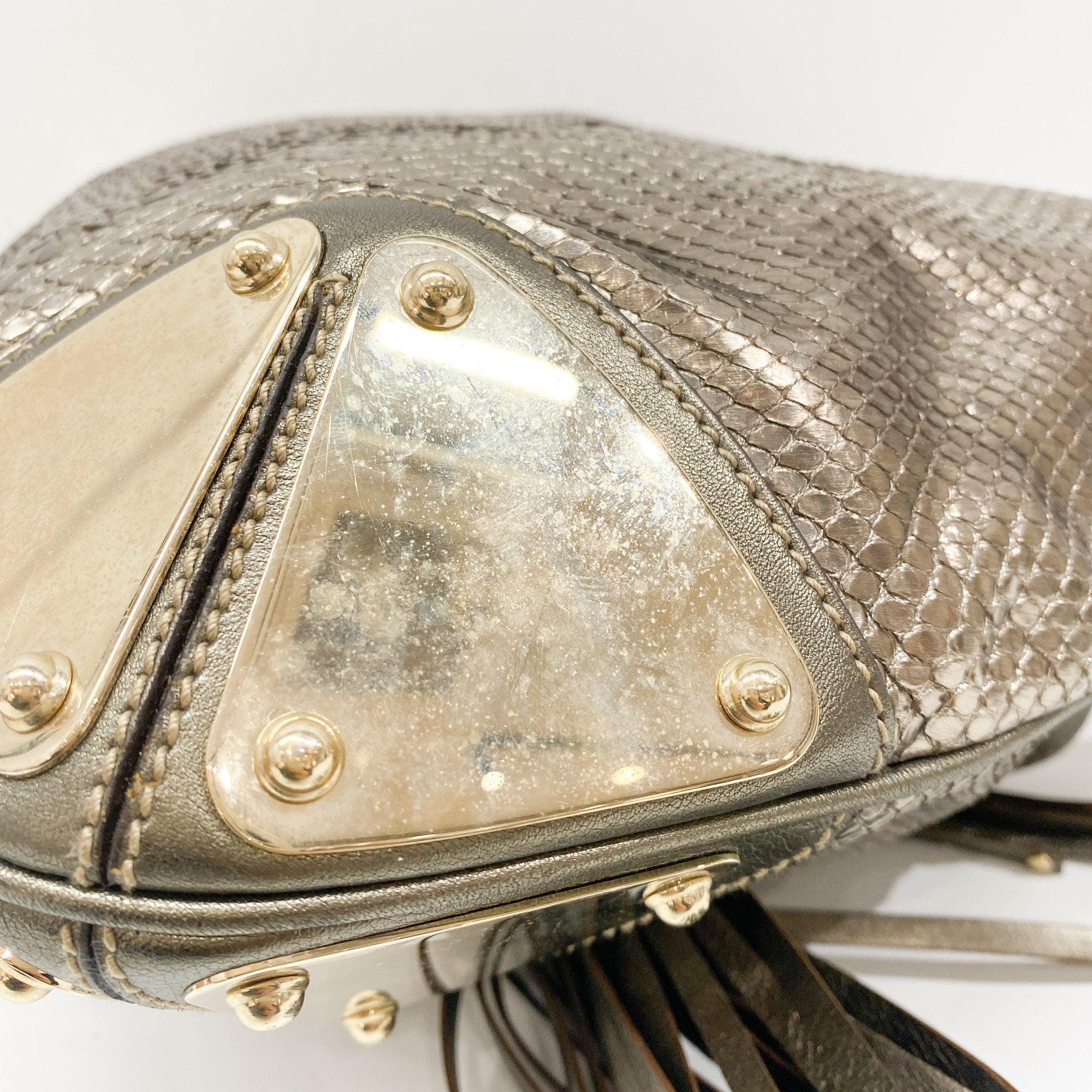 Indy Metallic Python Embossed Leather Hobo Bag