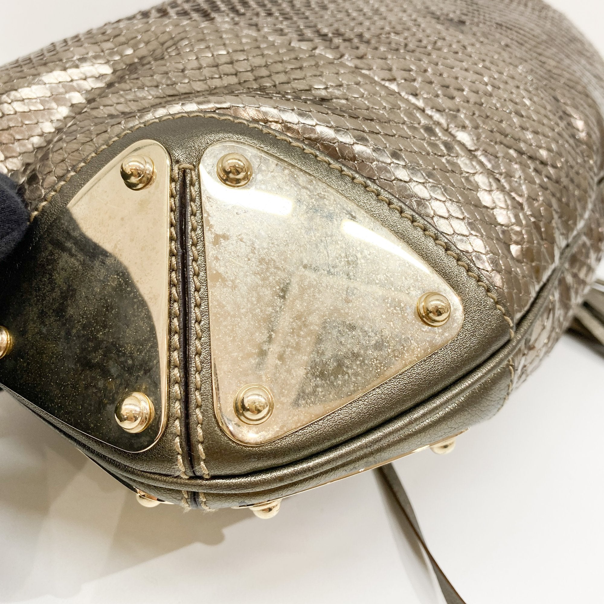 Indy Metallic Python Embossed Leather Hobo Bag