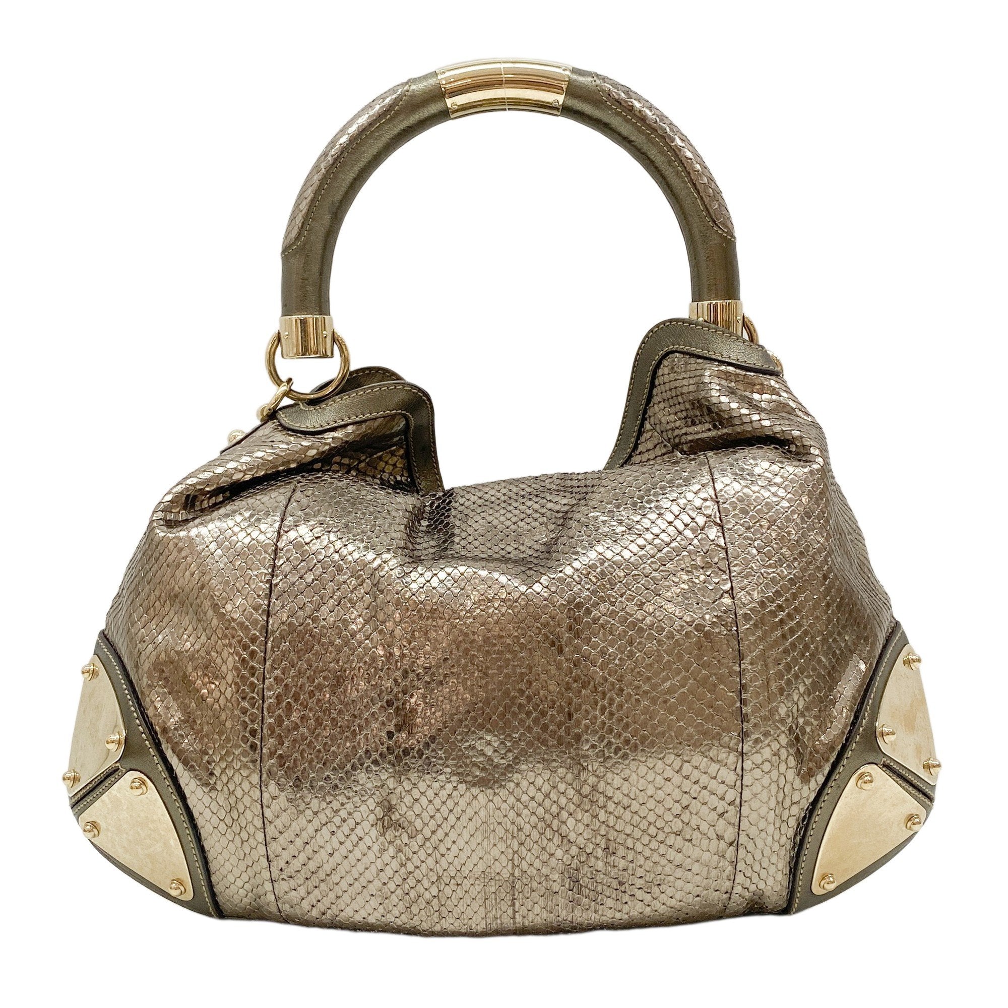Indy Metallic Python Embossed Leather Hobo Bag