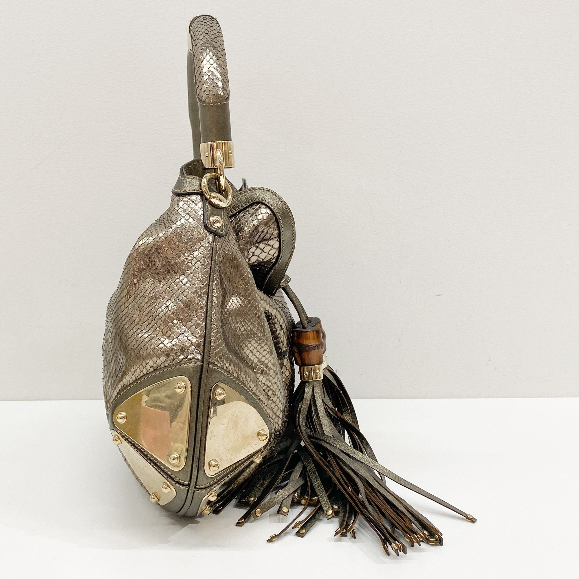 Indy Metallic Python Embossed Leather Hobo Bag