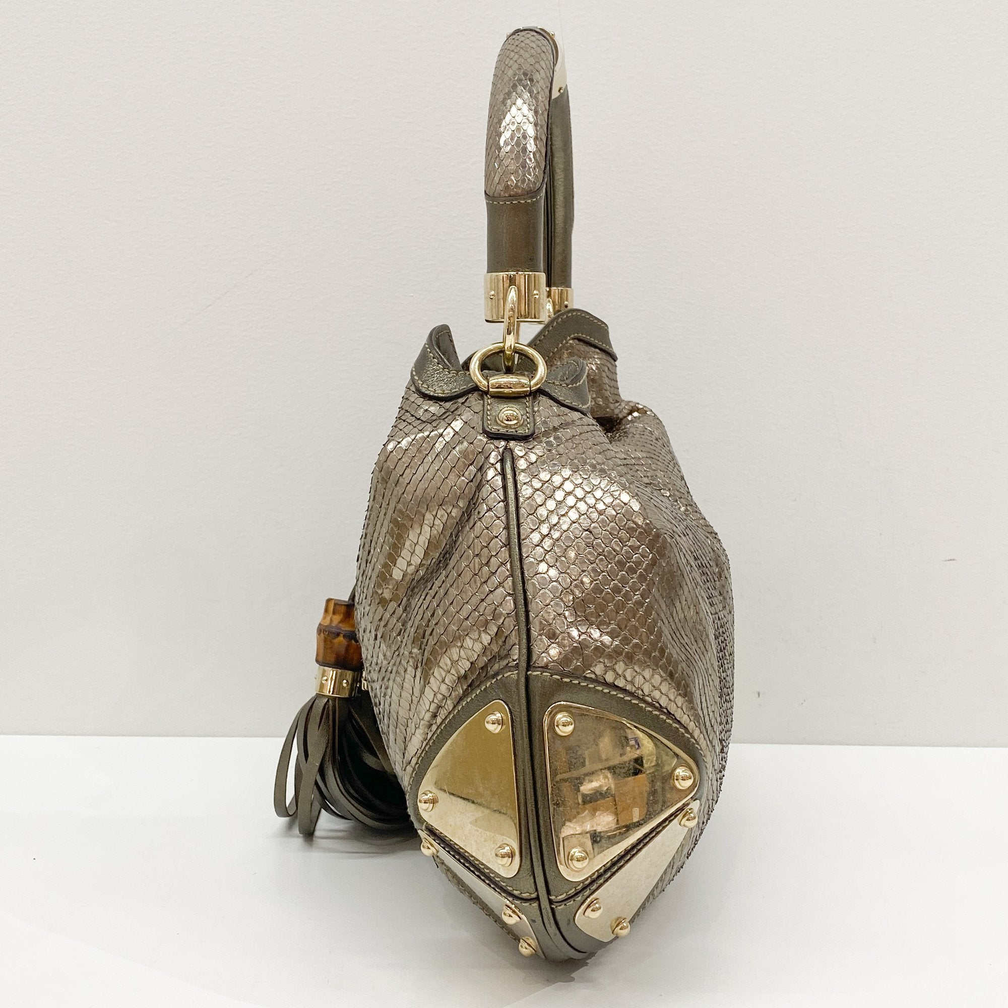 Indy Metallic Python Embossed Leather Hobo Bag