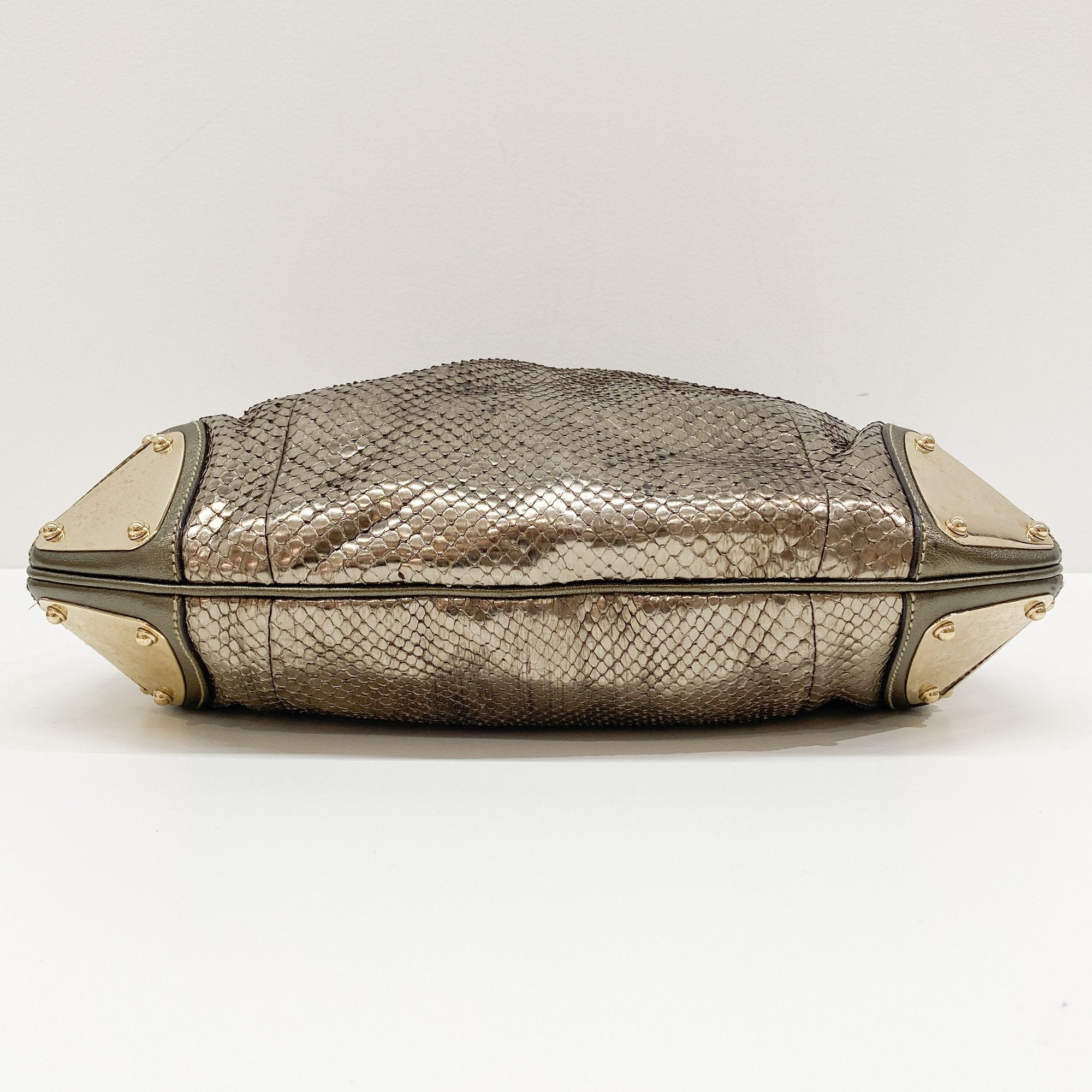 Indy Metallic Python Embossed Leather Hobo Bag