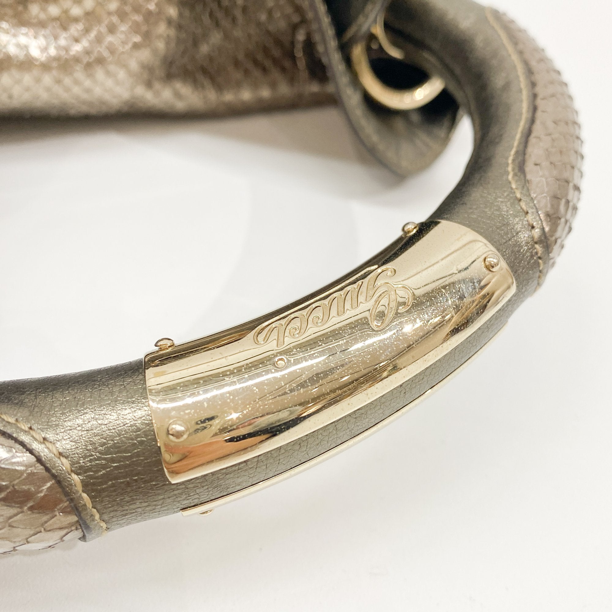 Indy Metallic Python Embossed Leather Hobo Bag