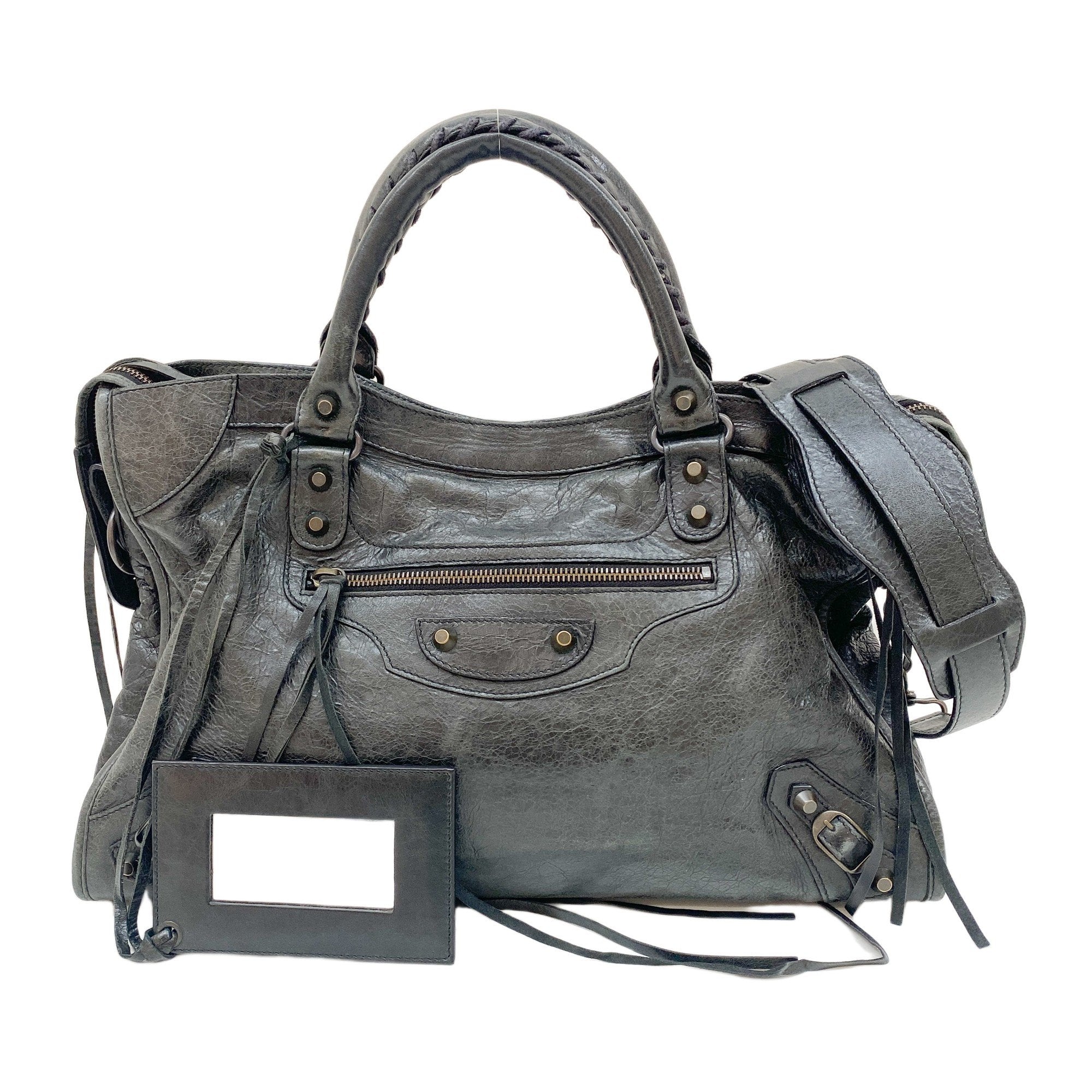 The City Black Leather Two Way Bag