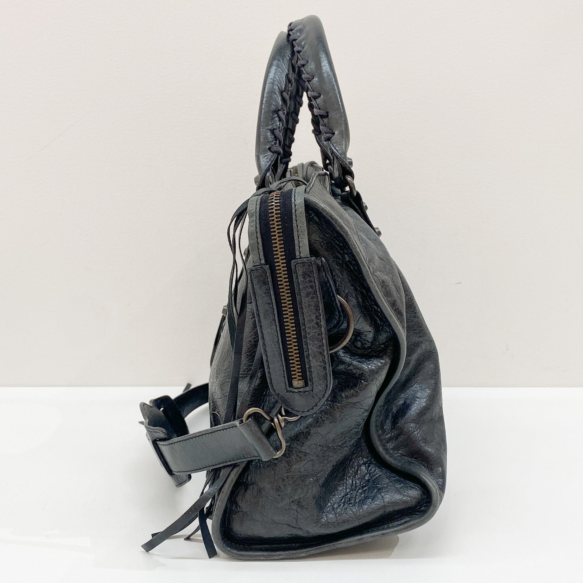 The City Black Leather Two Way Bag