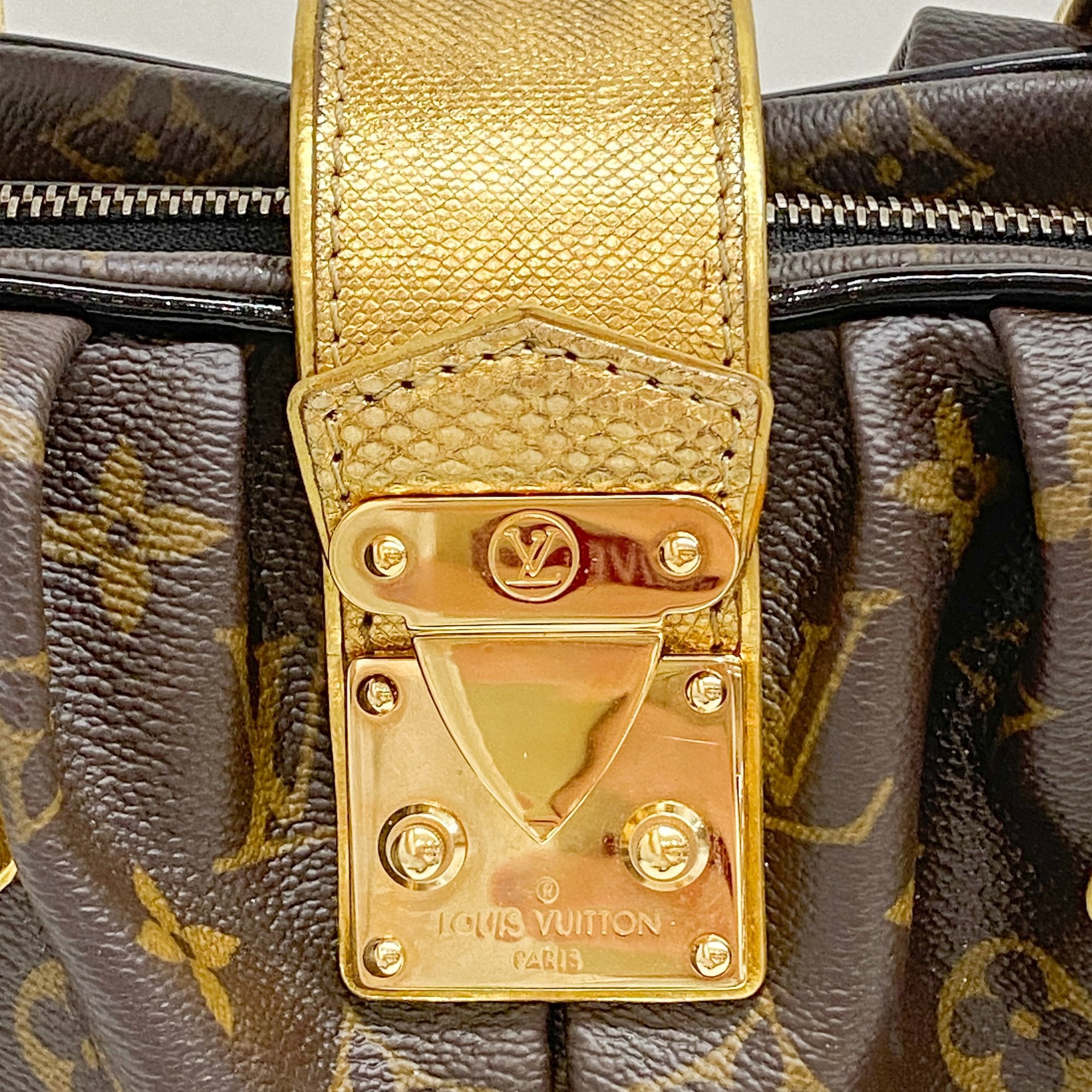 Monogram Brown Coated Canvas Leopard Print Hand Bag