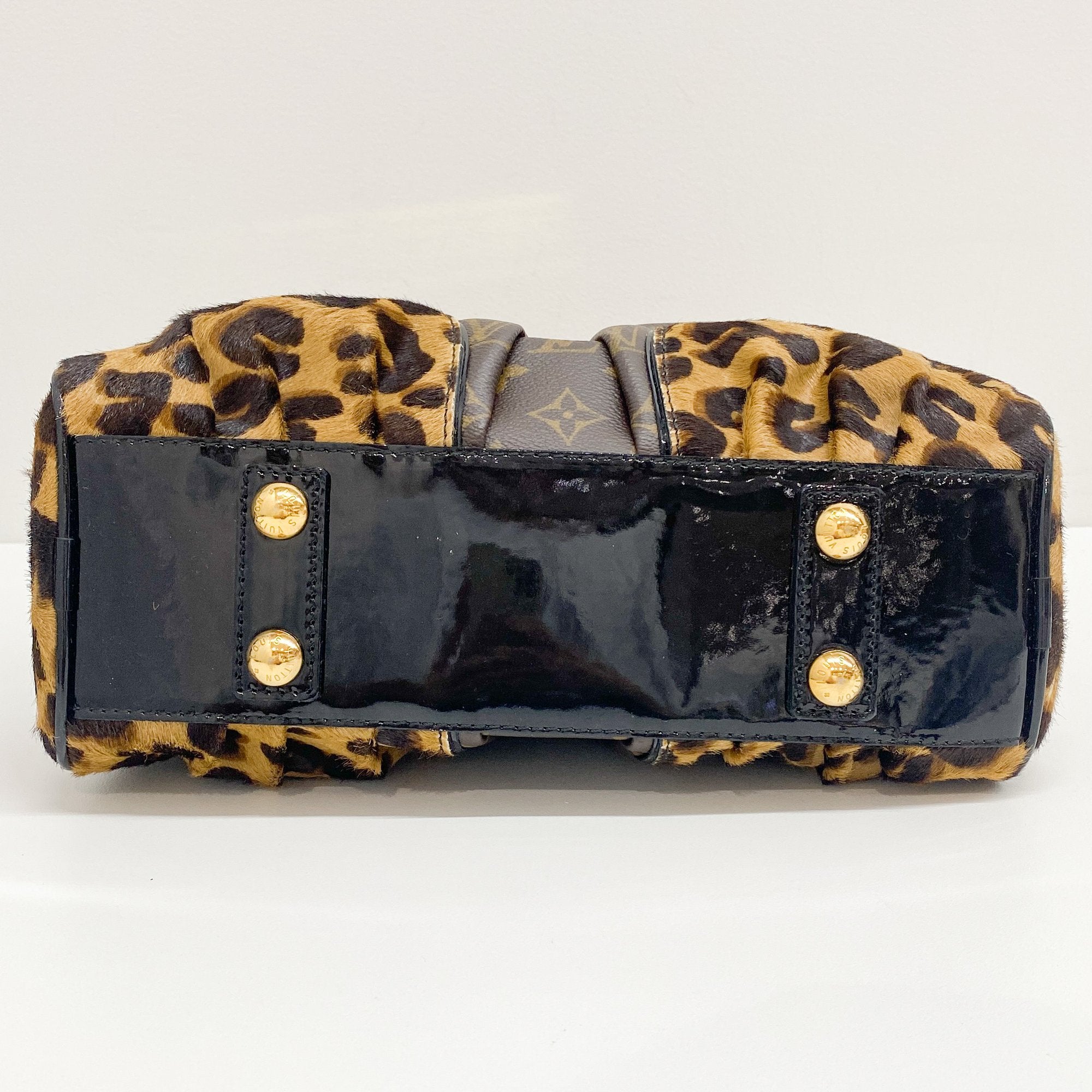 Monogram Brown Coated Canvas Leopard Print Hand Bag