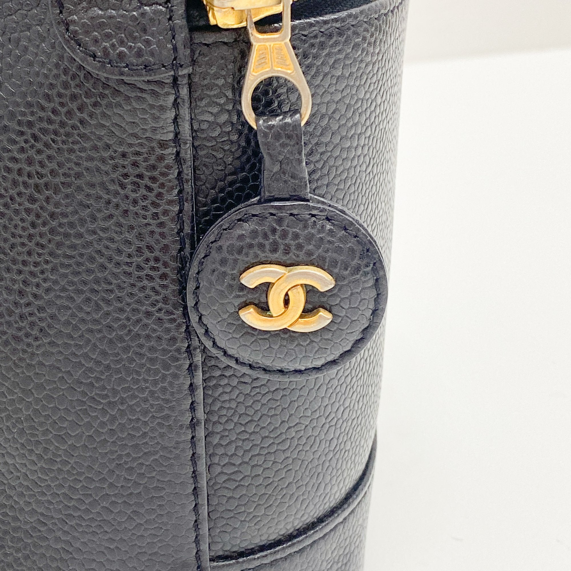 Black Leather Vanity Bag