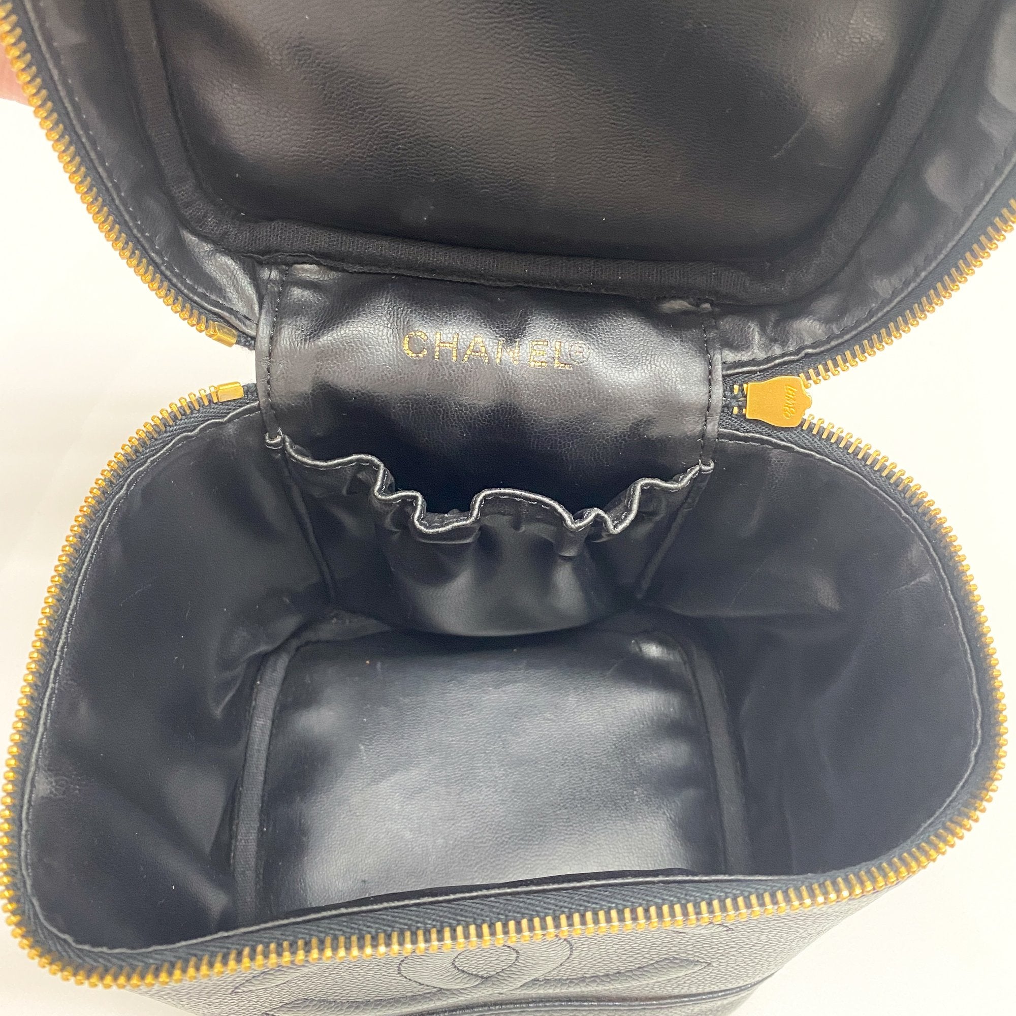 Black Leather Vanity Bag