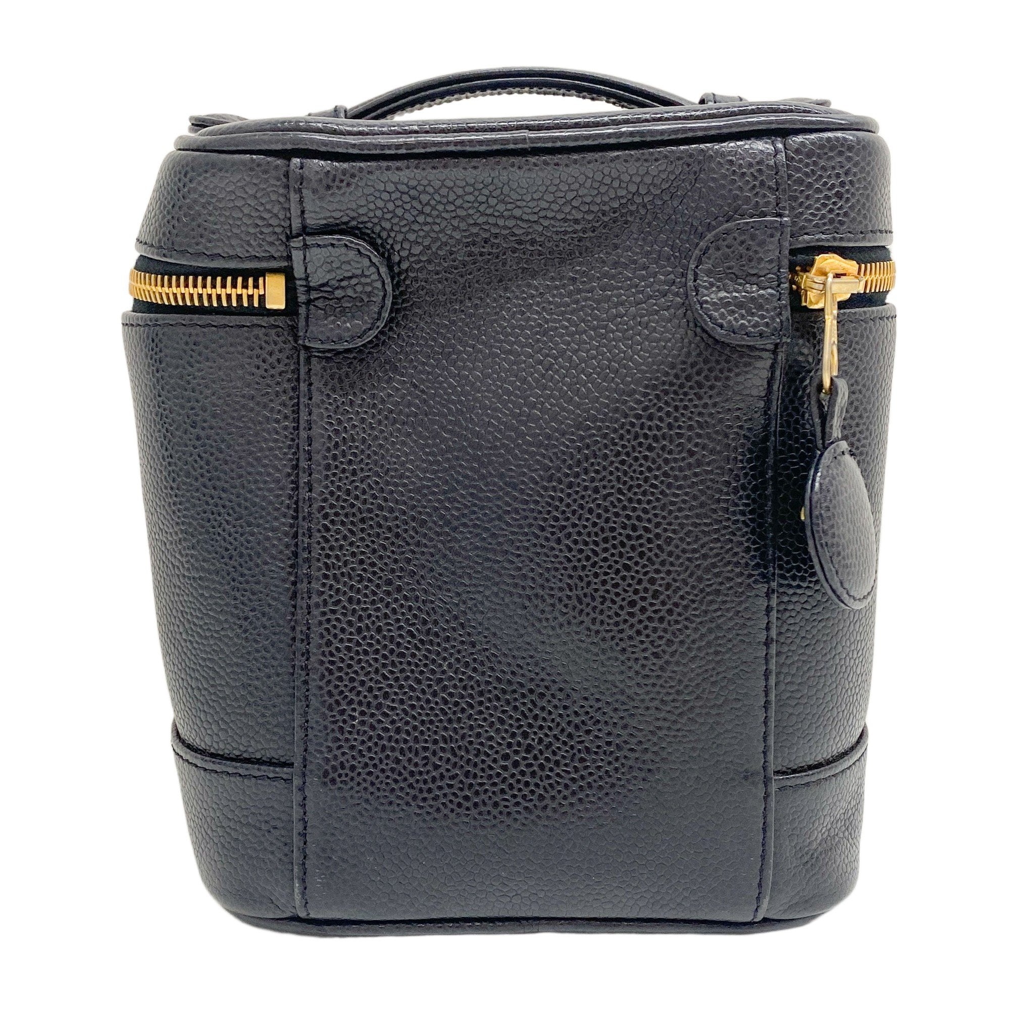 Black Leather Vanity Bag