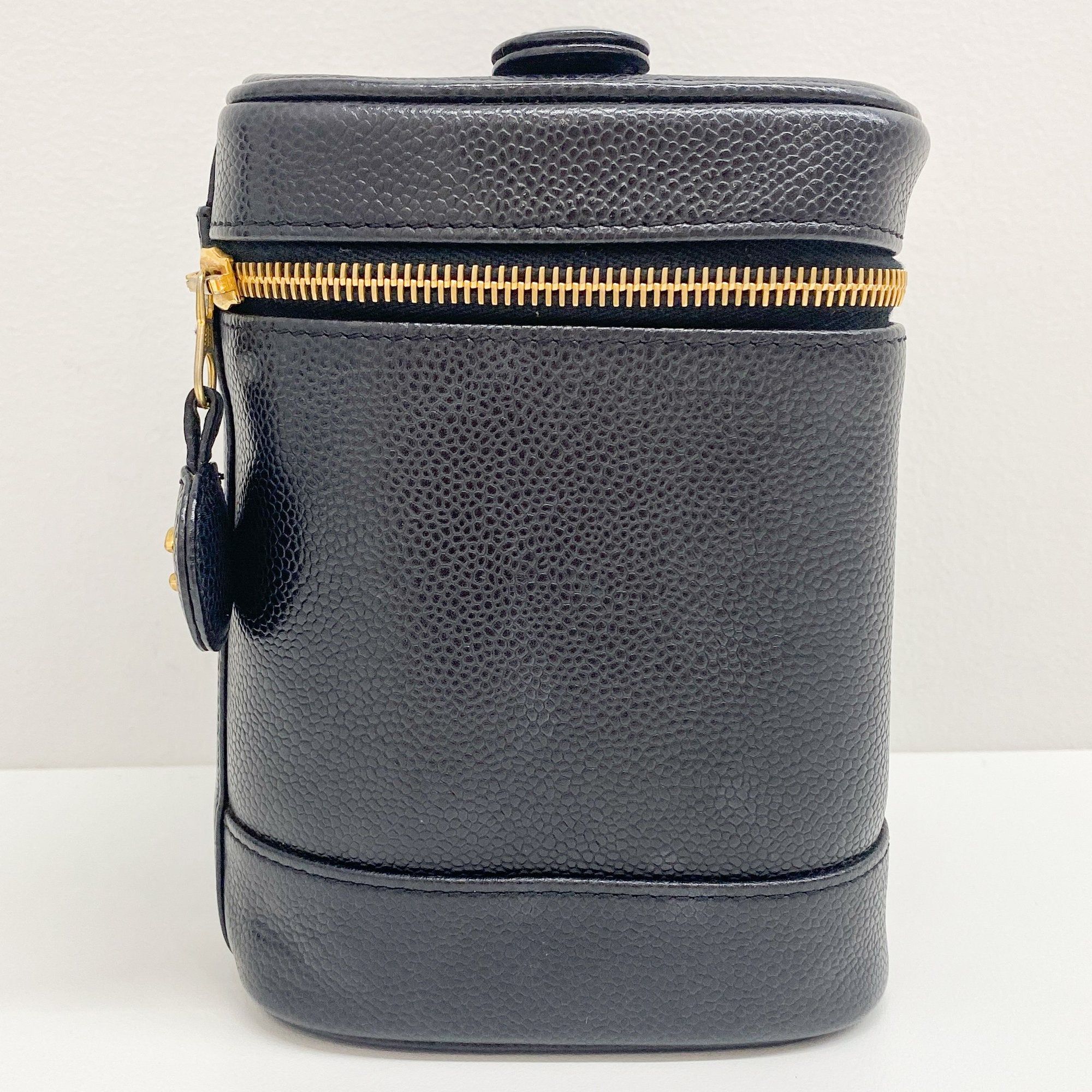 Black Leather Vanity Bag