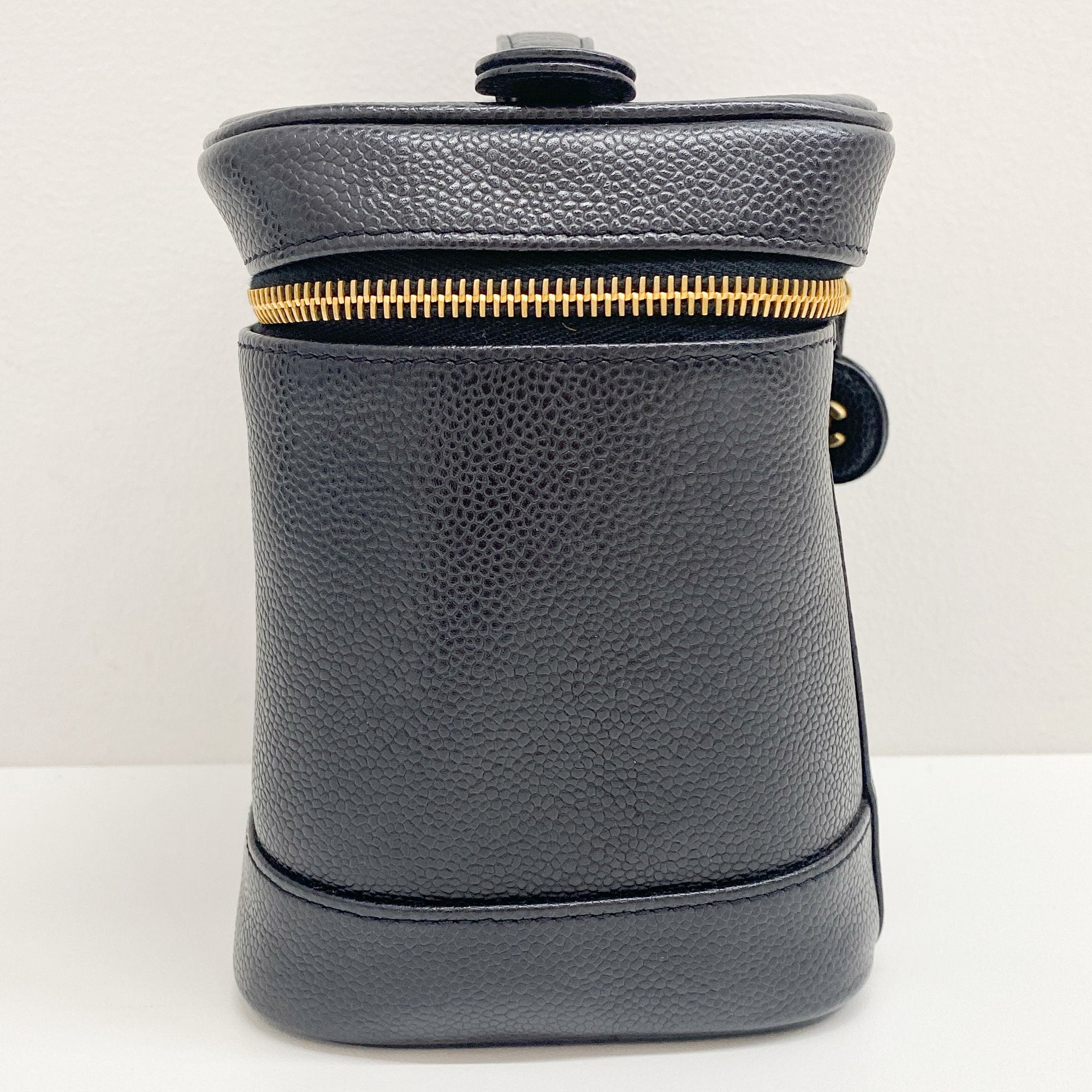 Black Leather Vanity Bag