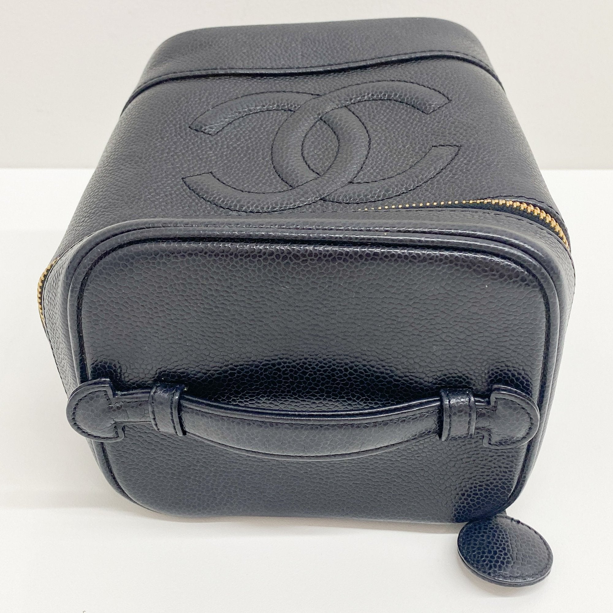 Black Leather Vanity Bag