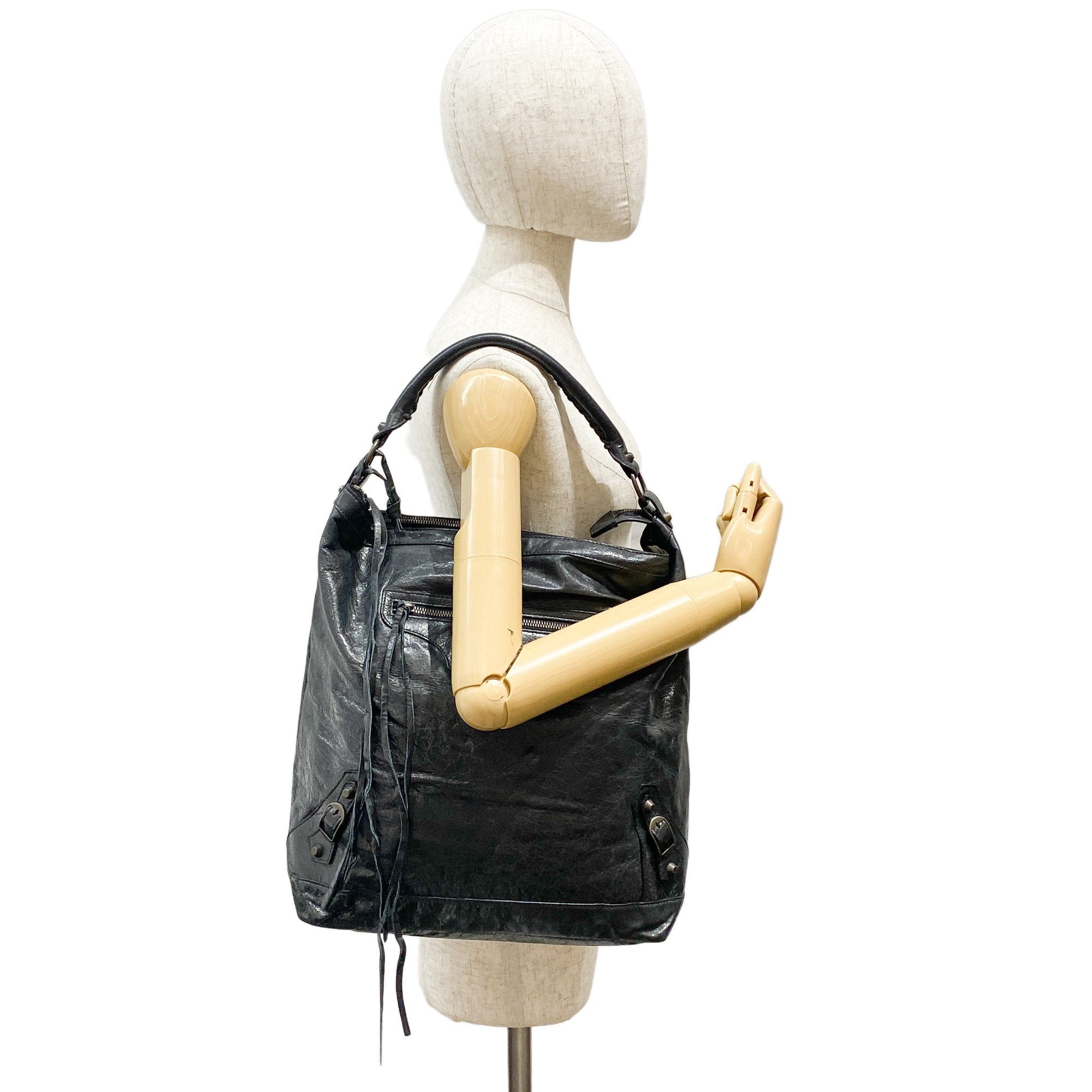 The Day Black Calfskin Leather Shoulder Bag