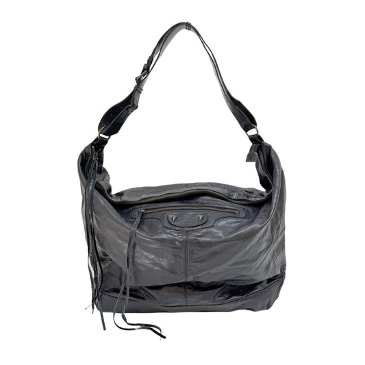 Large The City Black Calfskin Leather Shoulder Bag