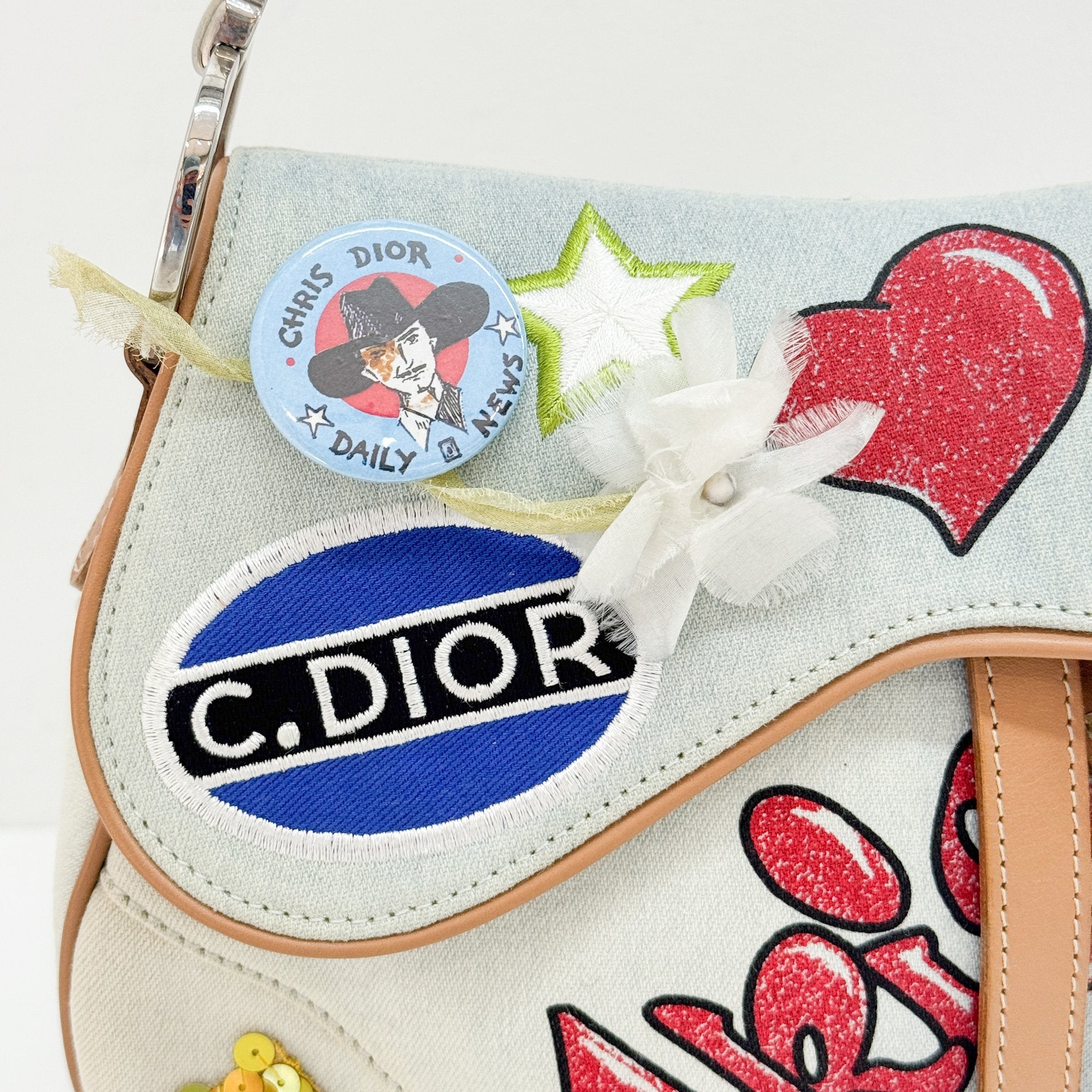 Miss Diorella Saddle Patches Blue Denim Shoulder Bag
