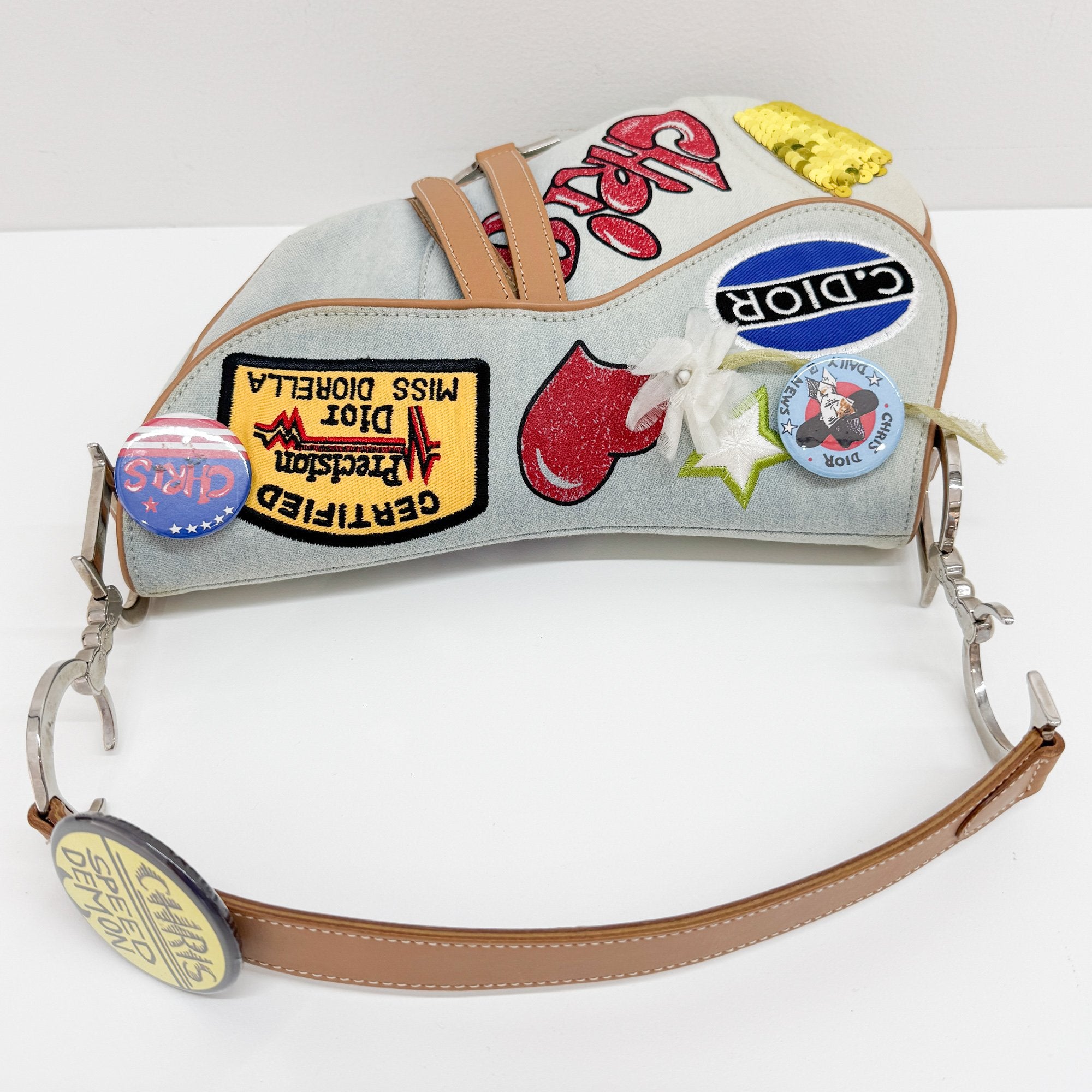 Miss Diorella Saddle Patches Blue Denim Shoulder Bag