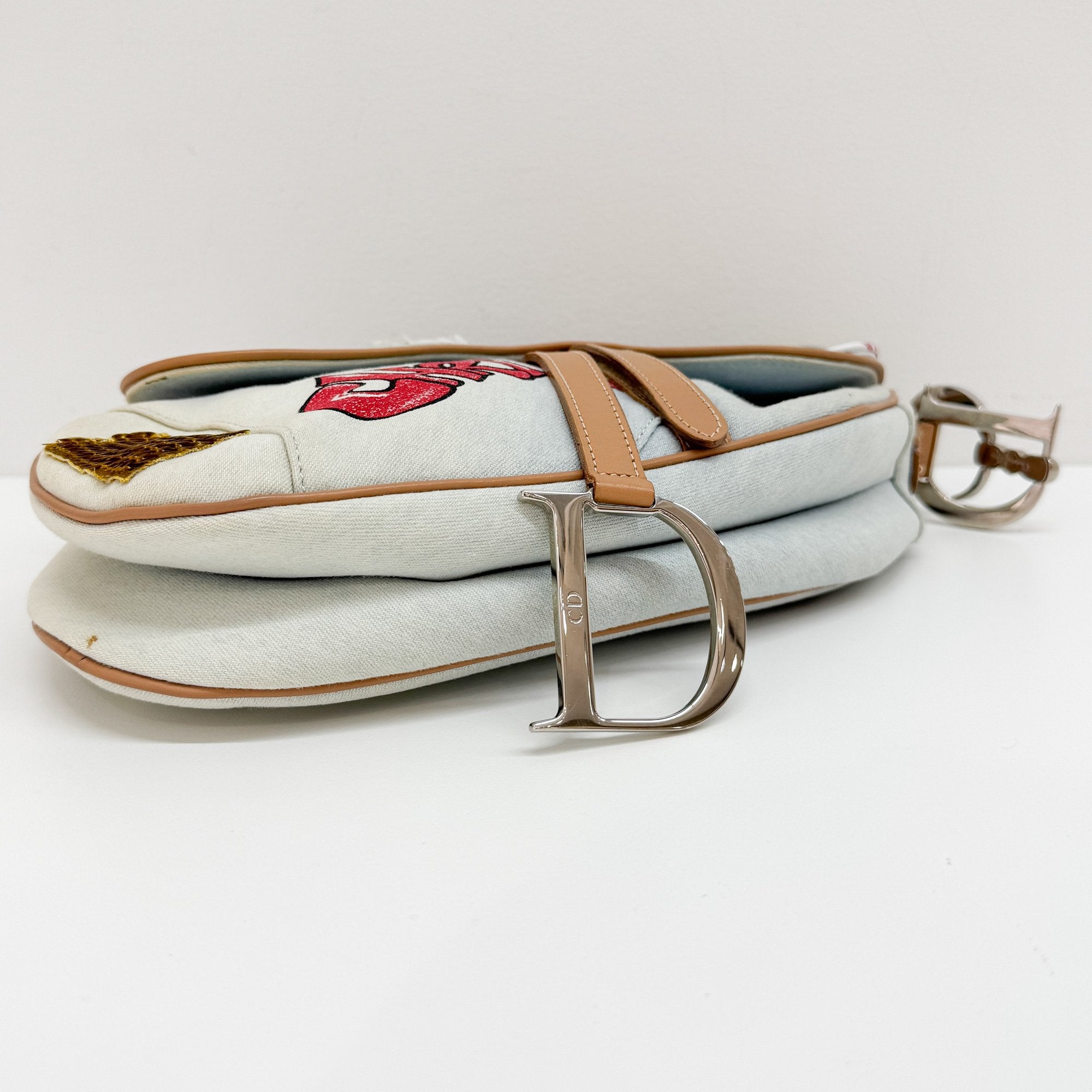 Miss Diorella Saddle Patches Blue Denim Shoulder Bag