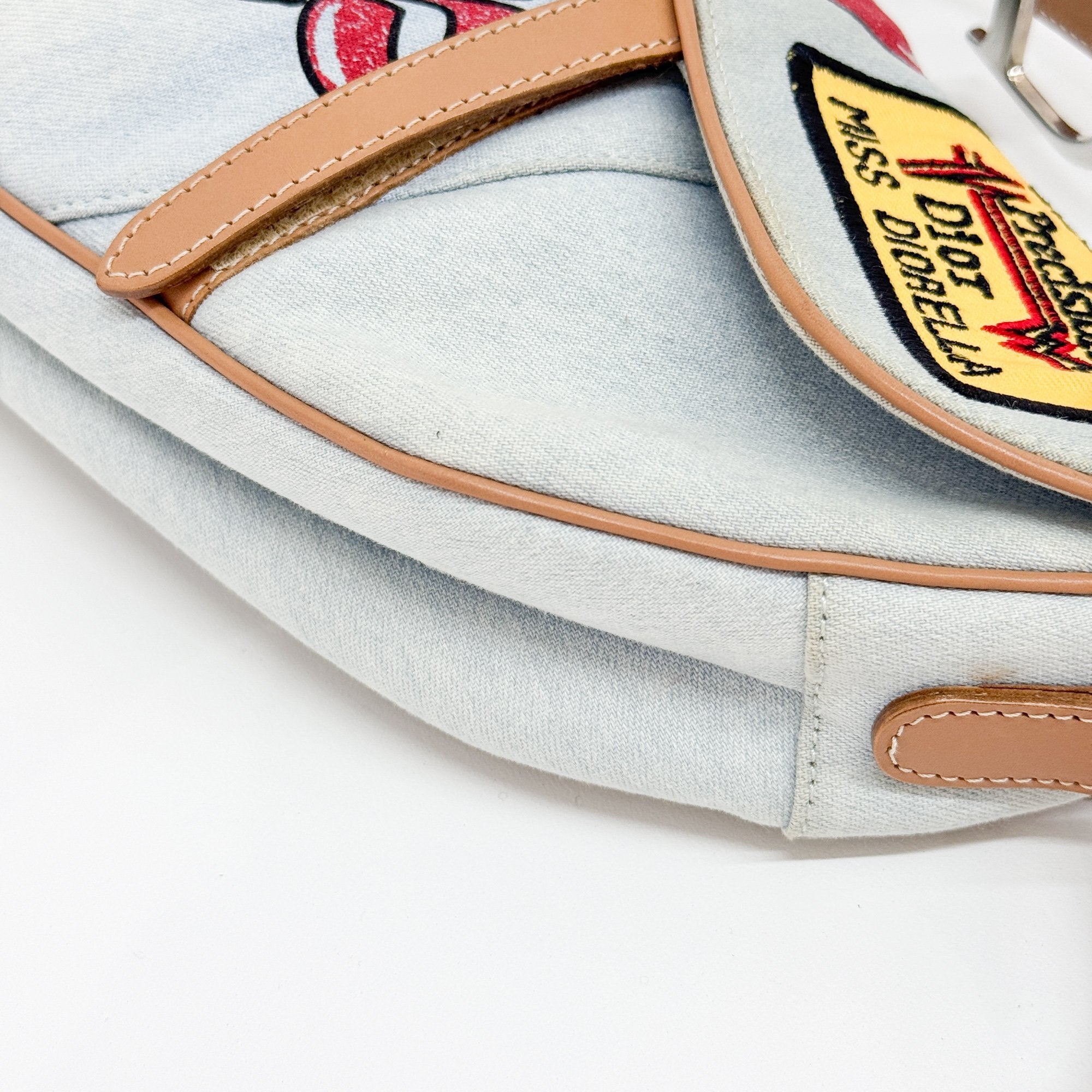 Miss Diorella Saddle Patches Blue Denim Shoulder Bag