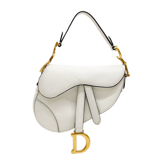 Mini Saddle White Leather Hand Bag