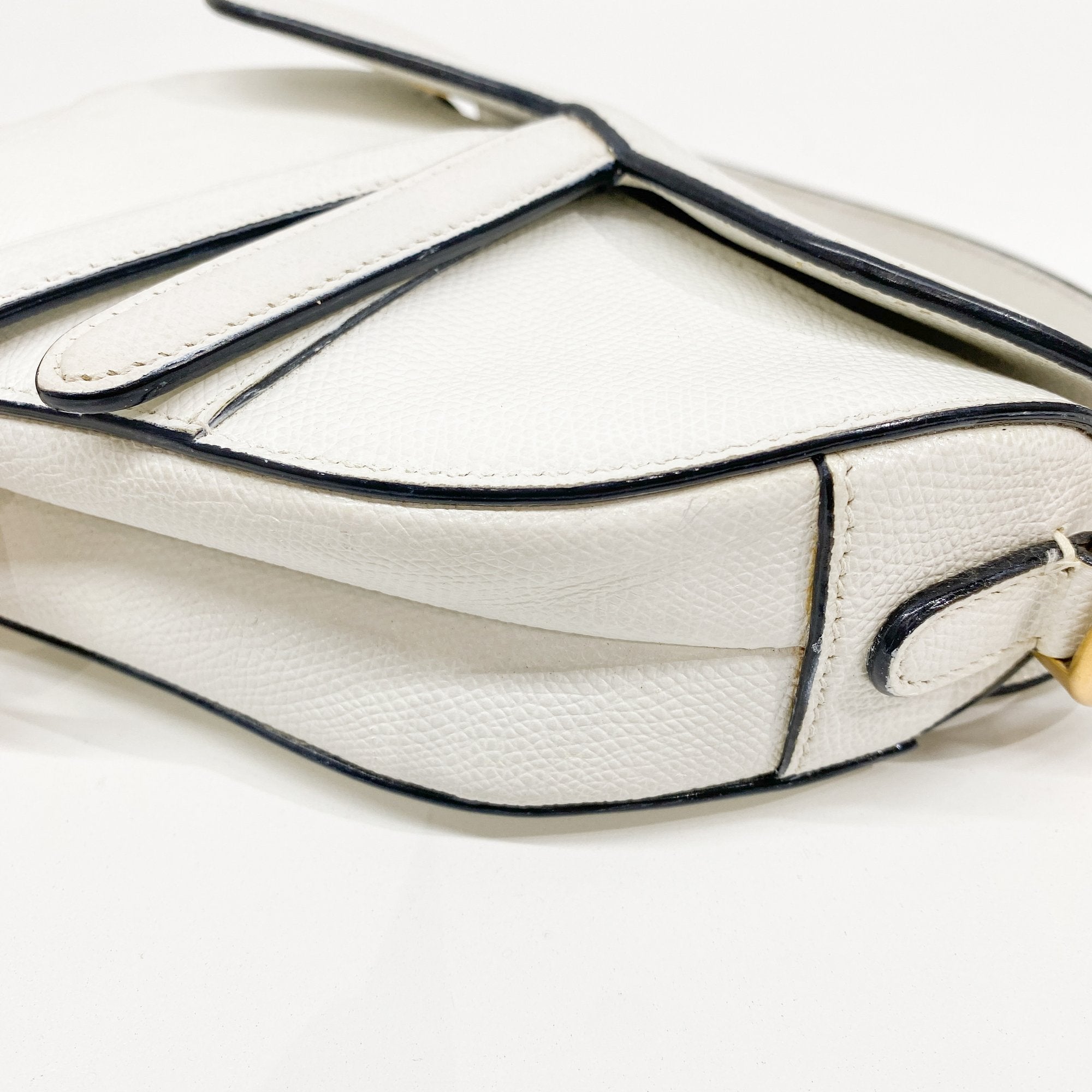 Mini Saddle White Leather Hand Bag