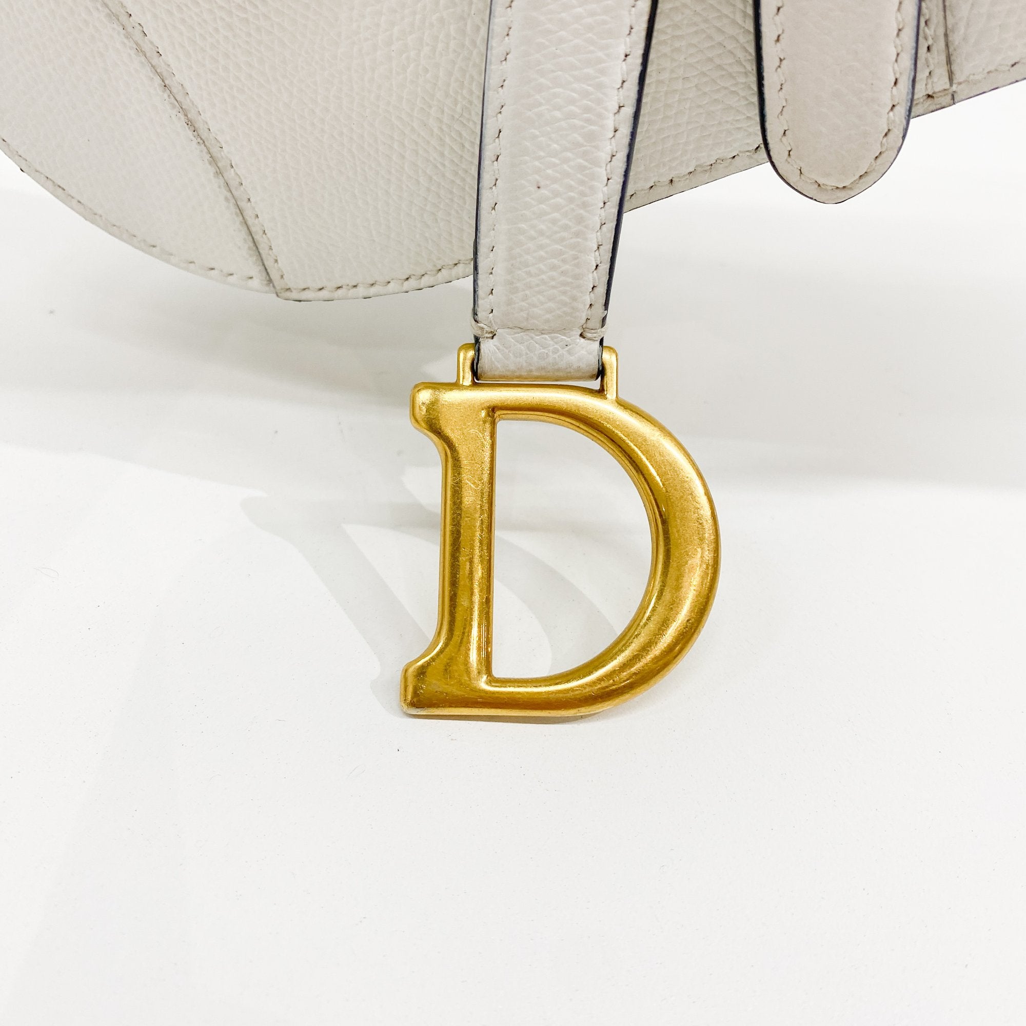 Mini Saddle White Leather Hand Bag