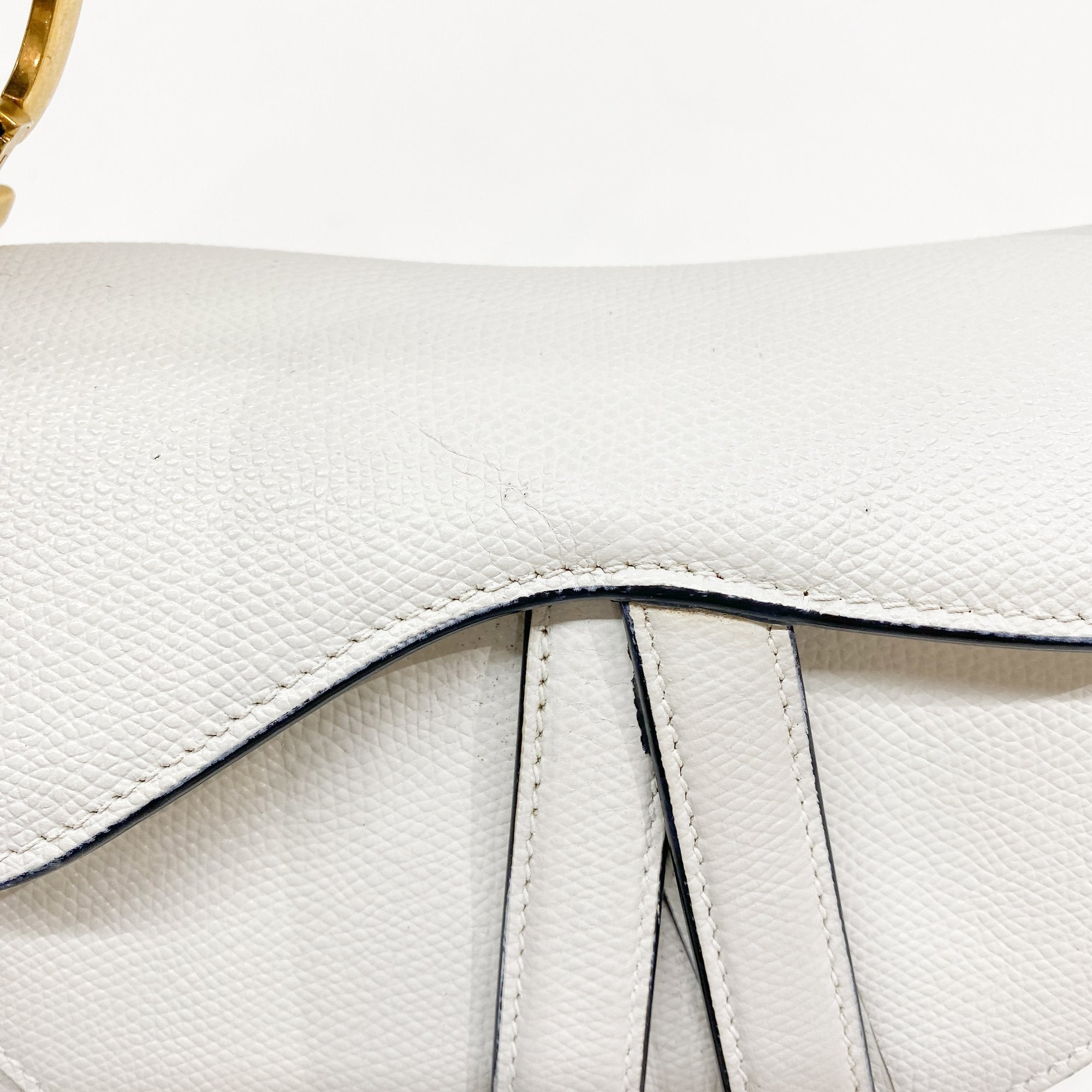 Mini Saddle White Leather Hand Bag