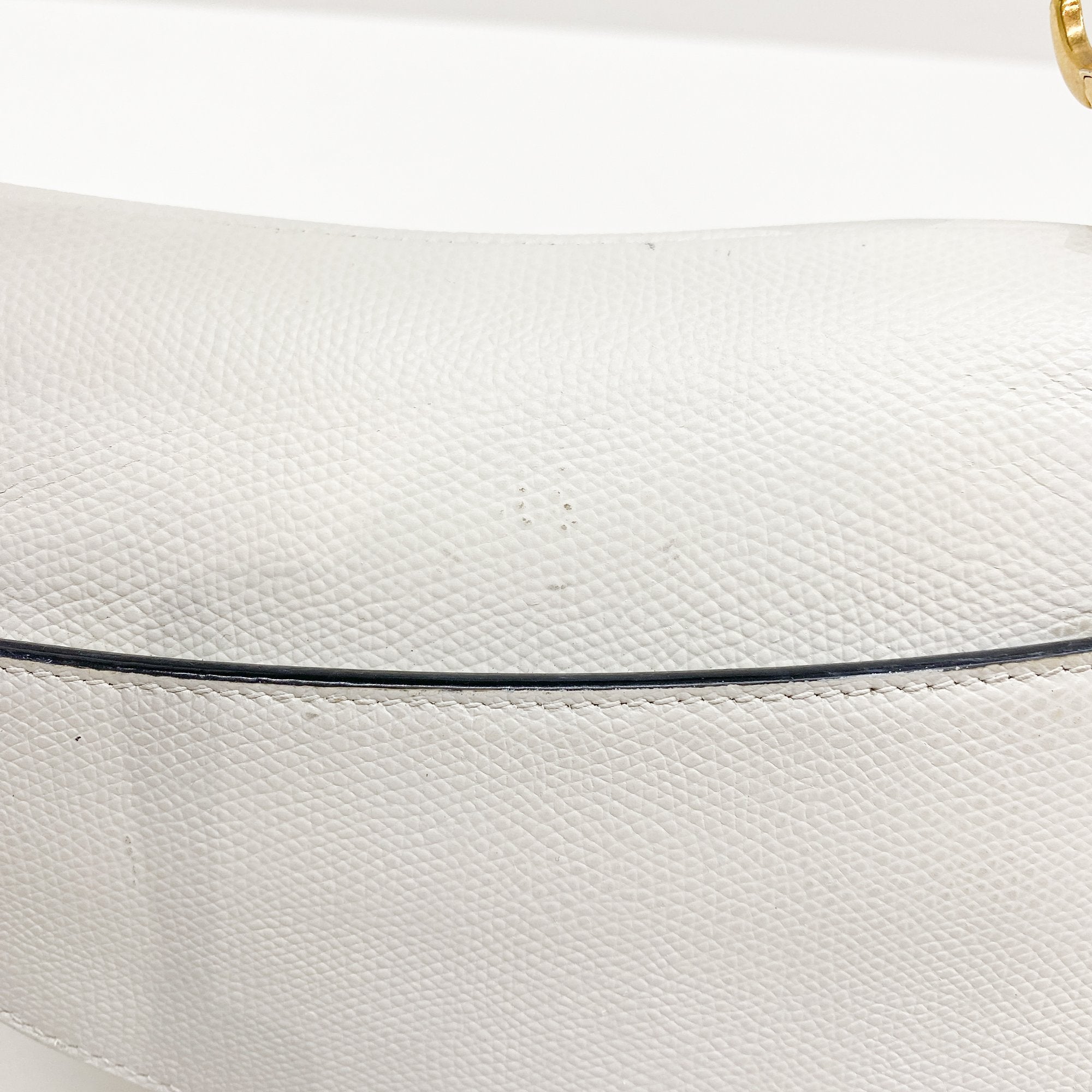 Mini Saddle White Leather Hand Bag