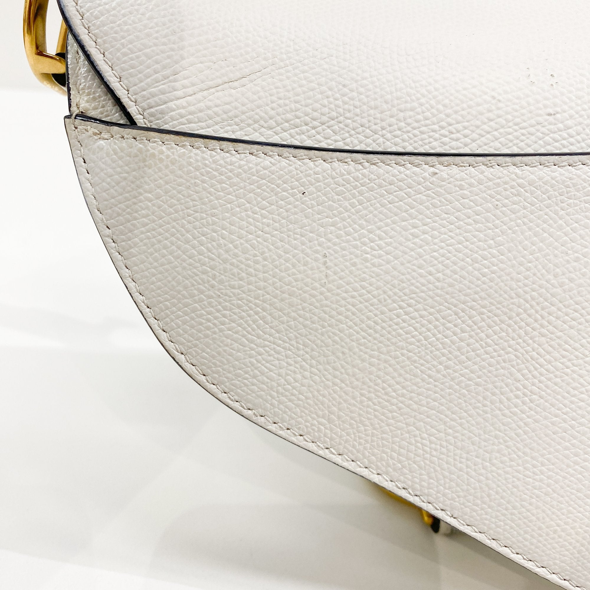 Mini Saddle White Leather Hand Bag