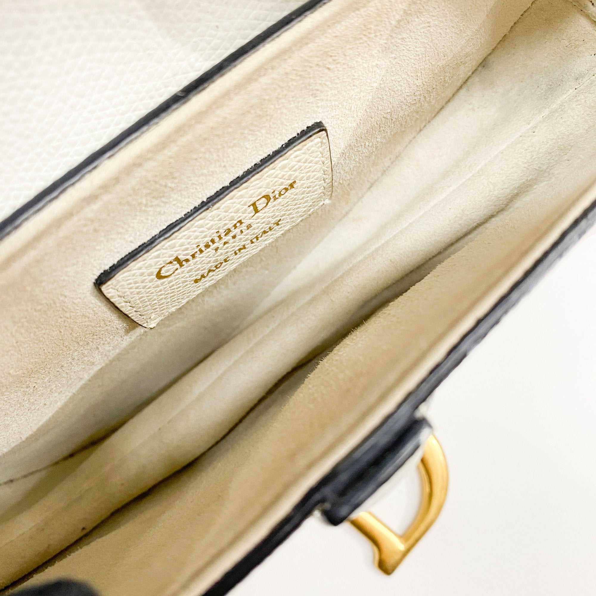 Mini Saddle White Leather Hand Bag