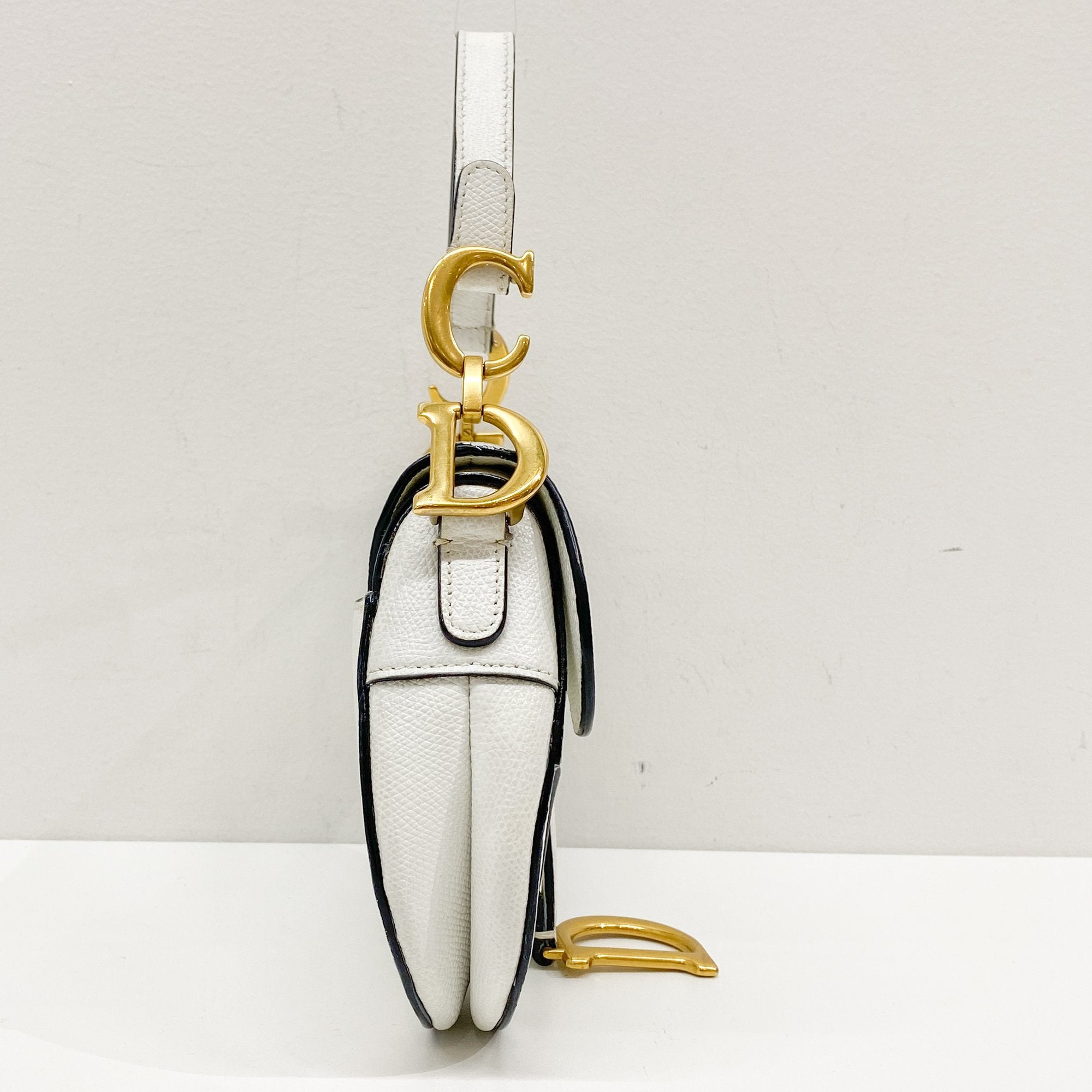 Mini Saddle White Leather Hand Bag