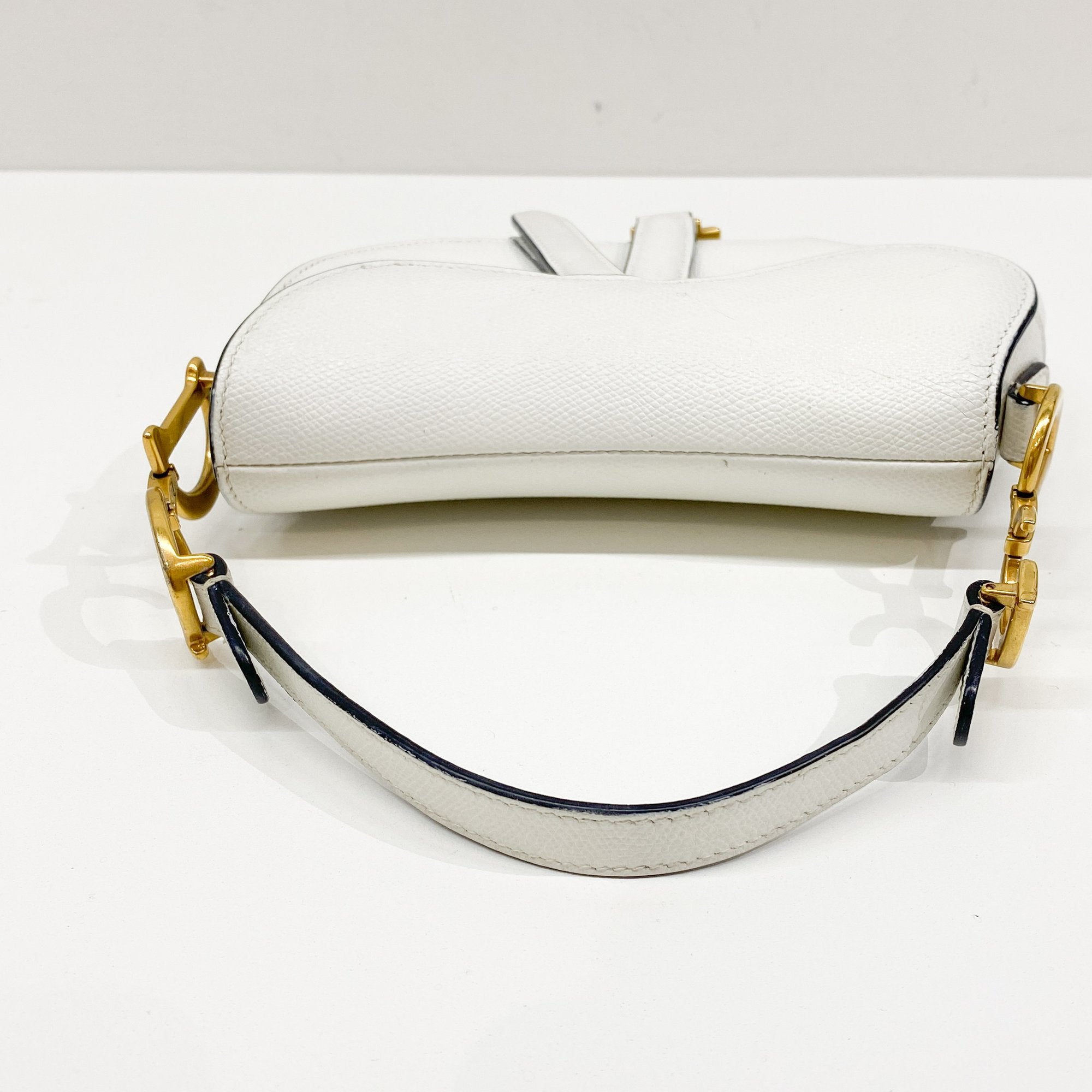 Mini Saddle White Leather Hand Bag