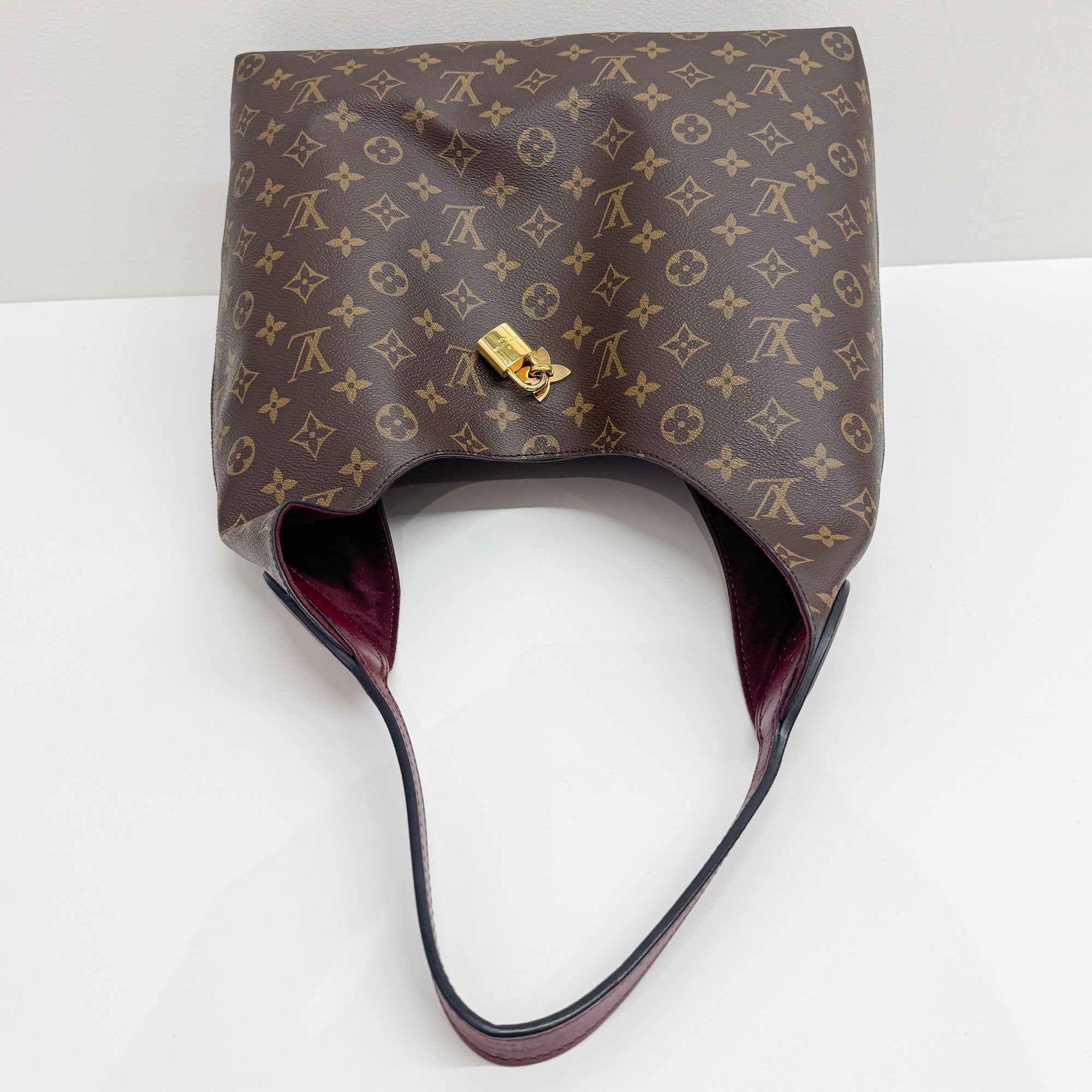 Flower Brown Monogram Hobo Bag