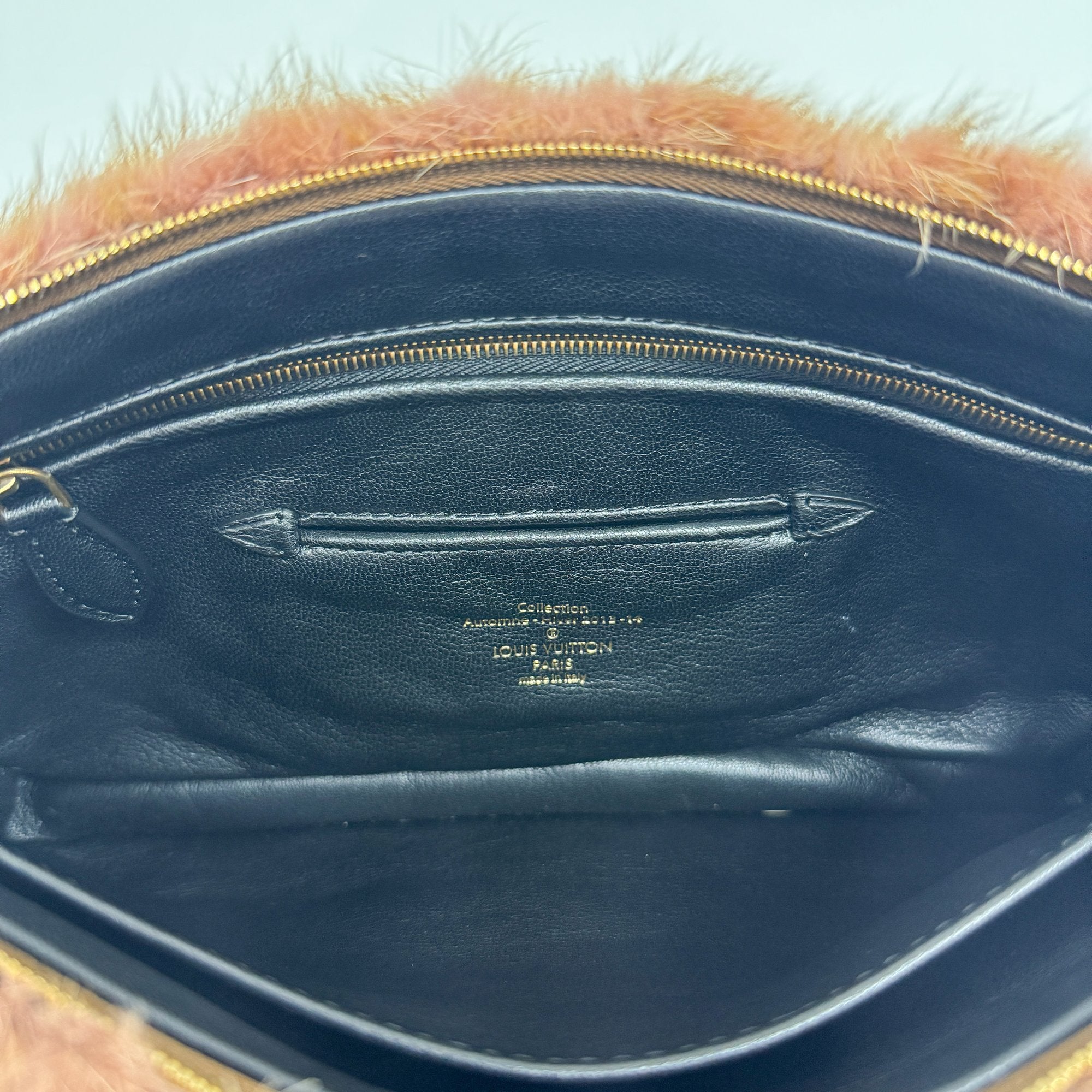 Limited Edition Caresse Brown/Pink Mink Fur Shoulder Bag