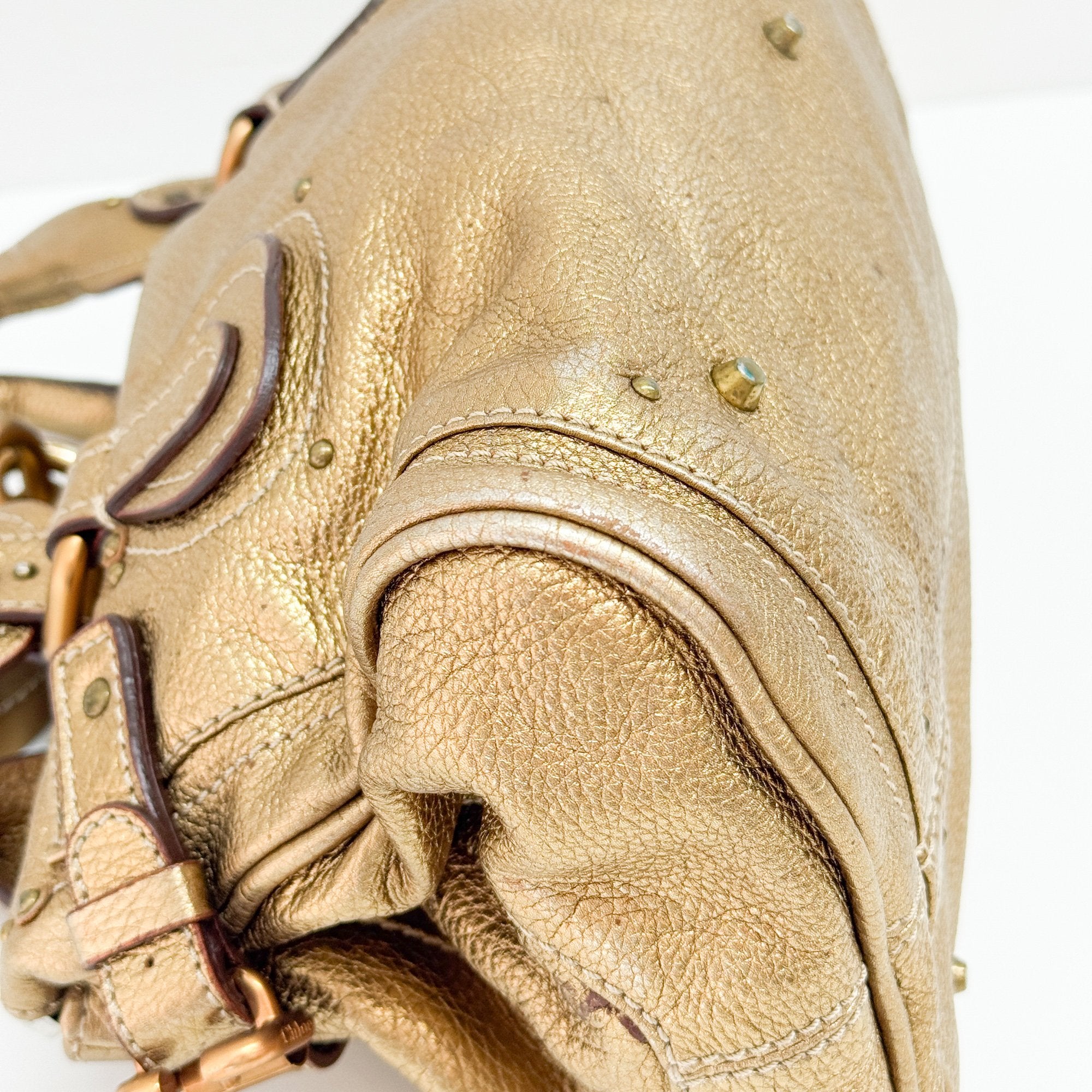 Paddington Gold Leather Shoulder Bag