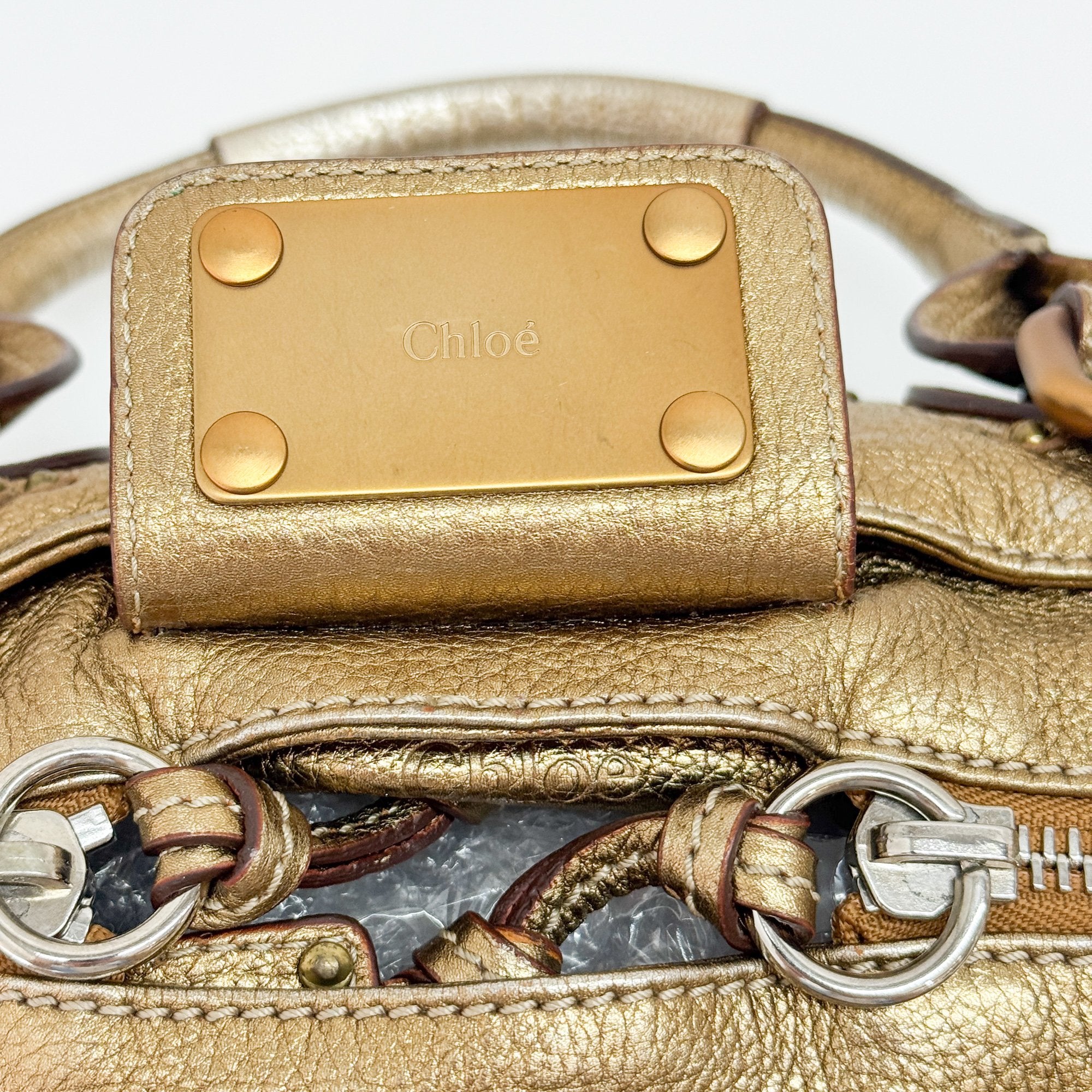 Paddington Gold Leather Shoulder Bag