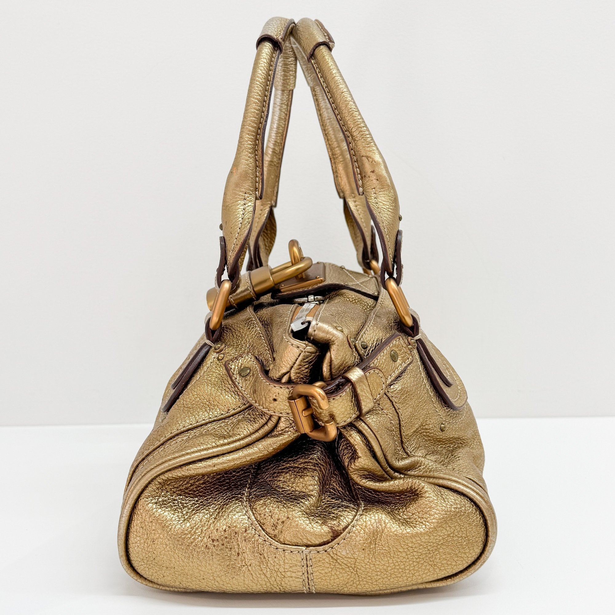 Paddington Gold Leather Shoulder Bag
