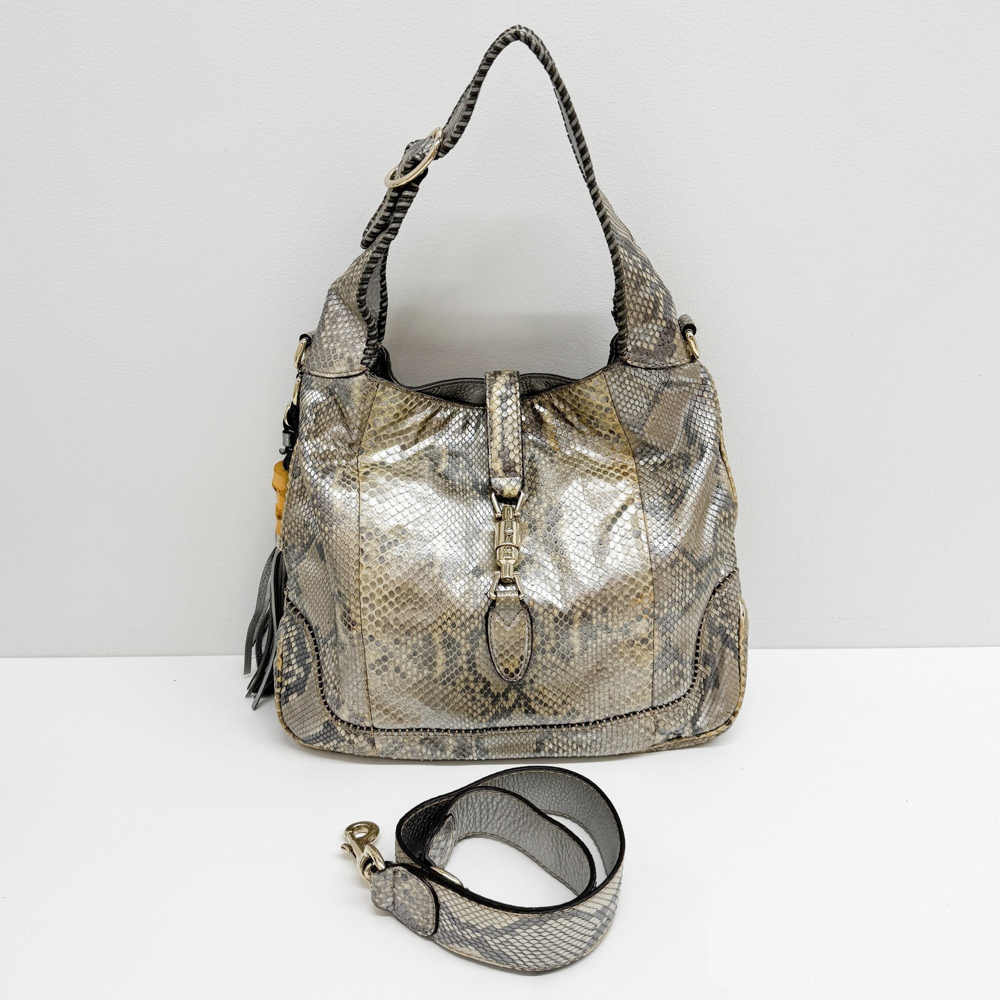 Jackie Multi-color Snake Skin Leather Shoulder Bag