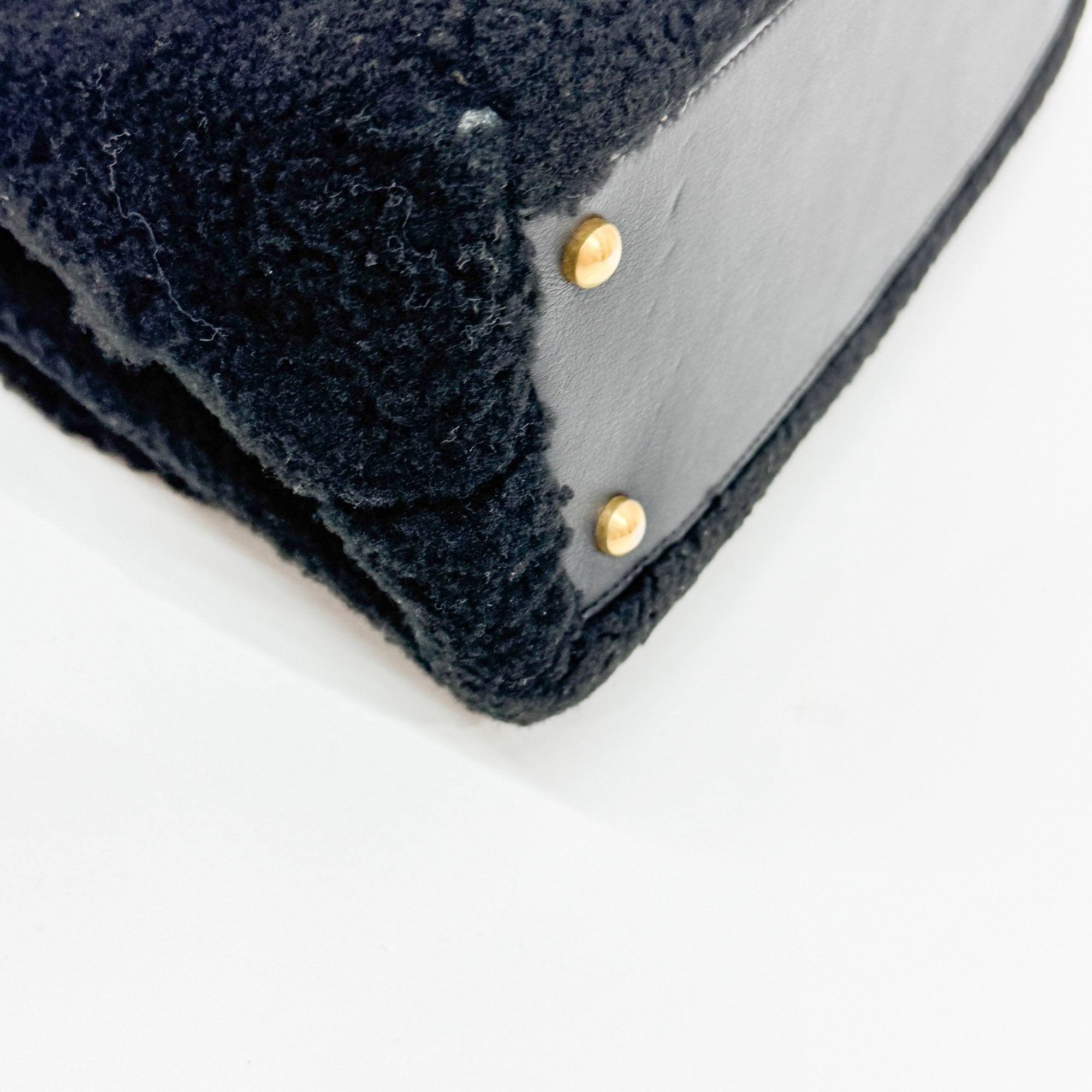 Classic Flap Black Wool Two Way Bag