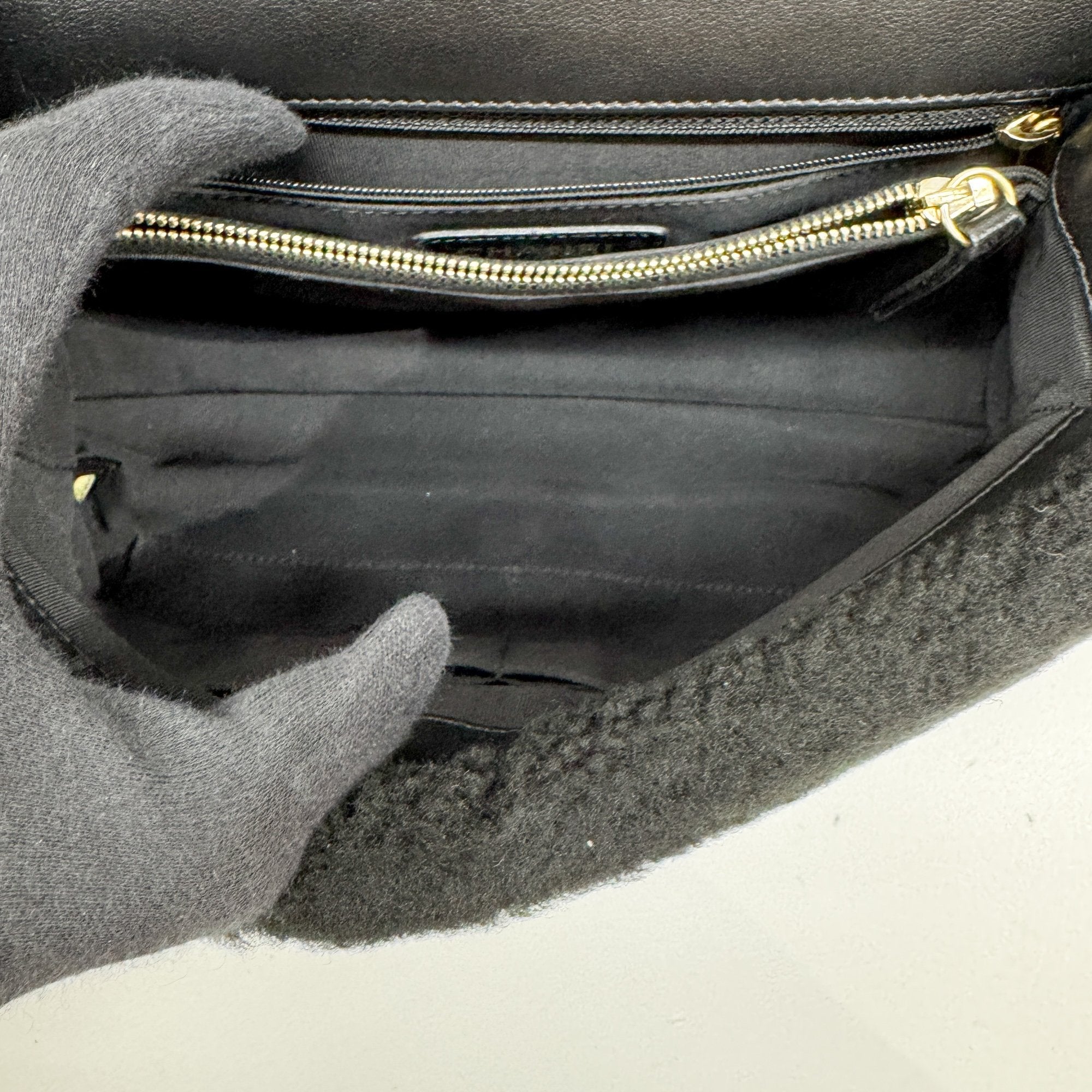 Classic Flap Black Wool Two Way Bag