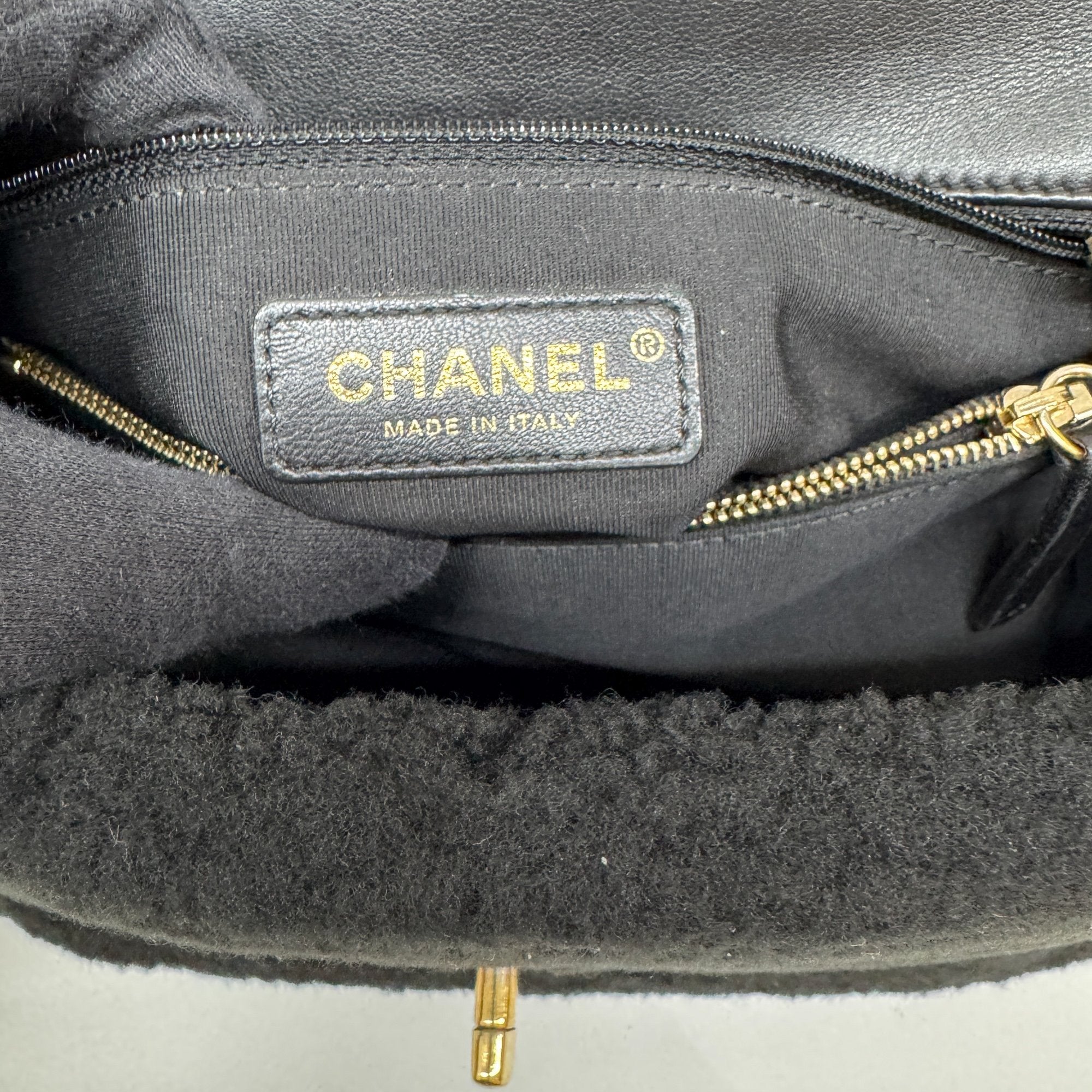Classic Flap Black Wool Two Way Bag
