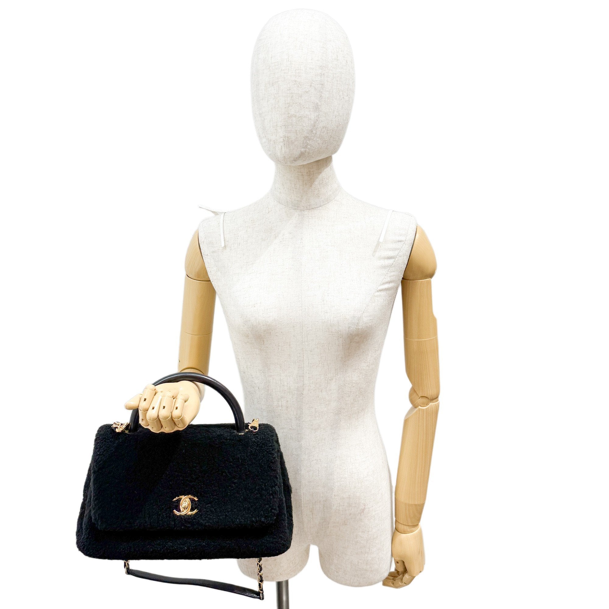 Classic Flap Black Wool Two Way Bag