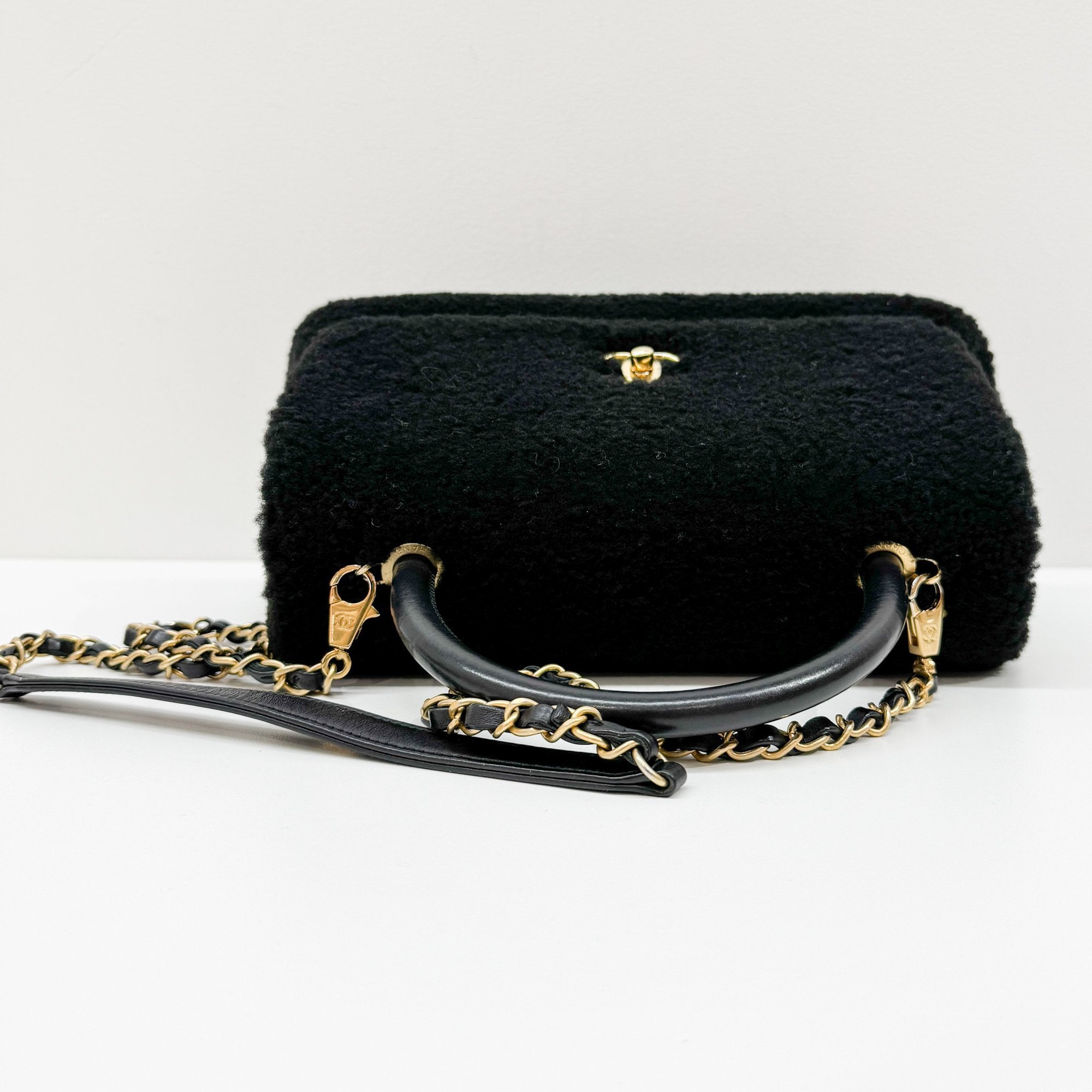 Classic Flap Black Wool Two Way Bag